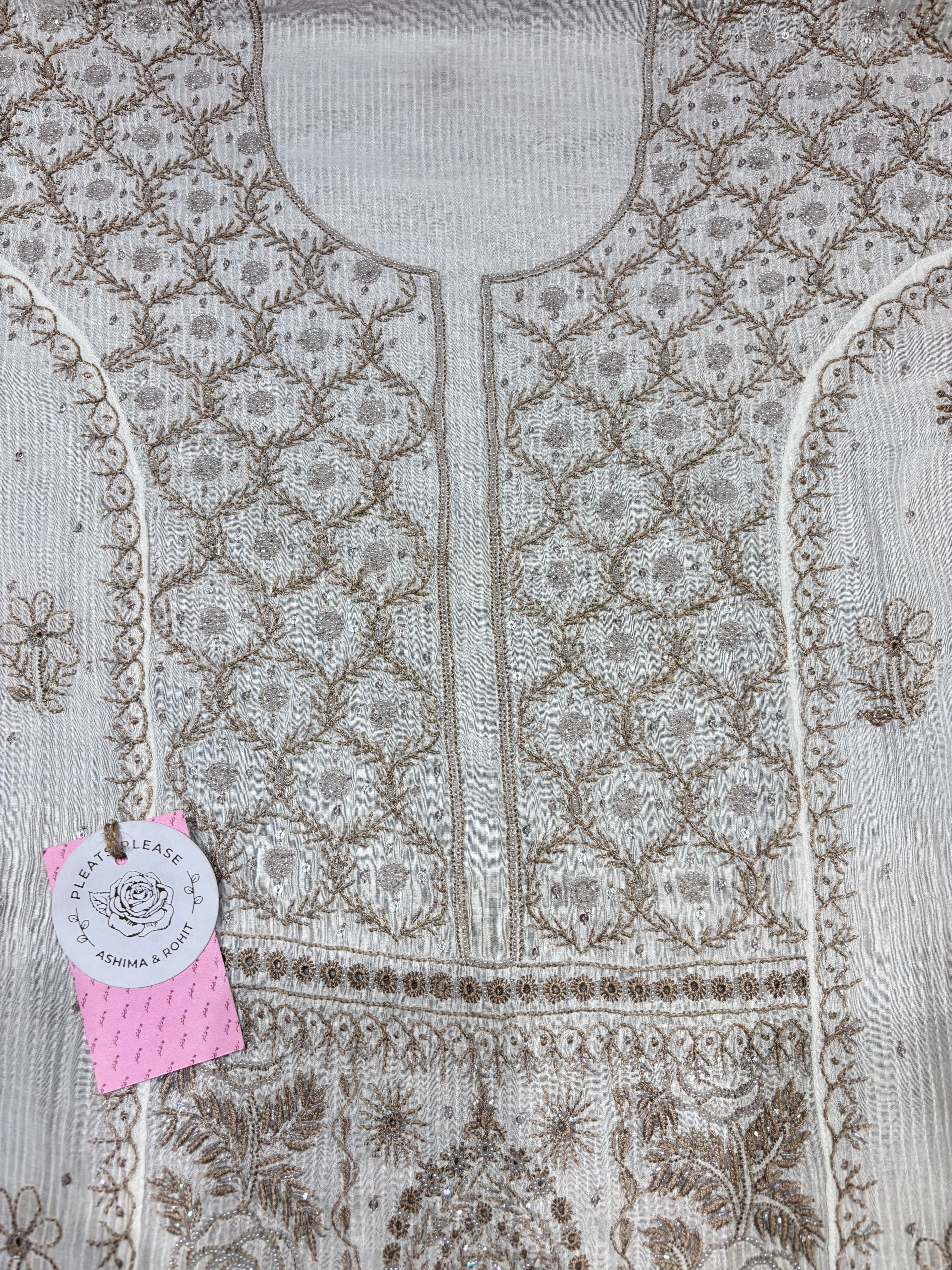 Dyeable Chanderi Maheshwari Chikankari Kurta & Dupatta Set