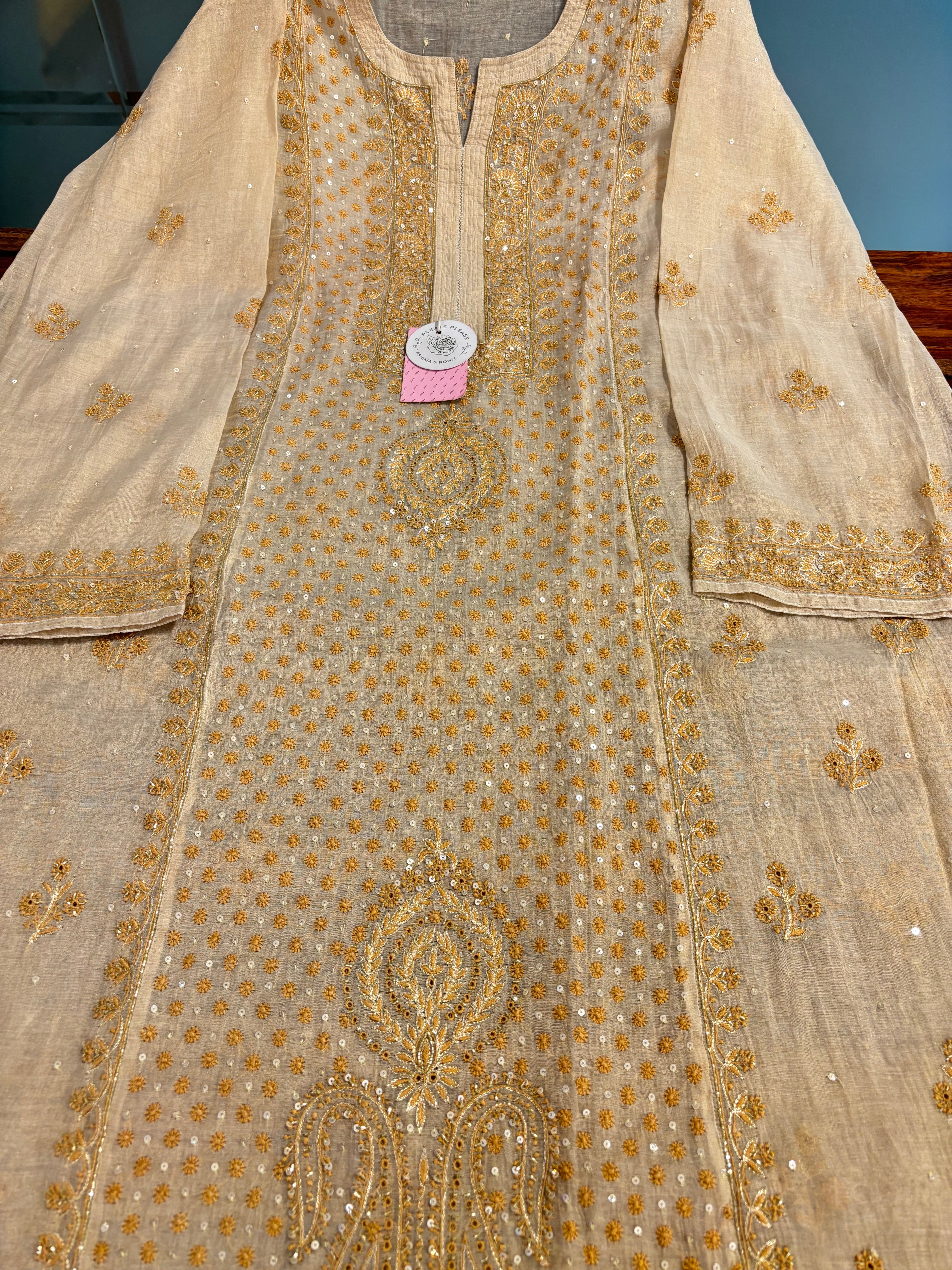 Dyeable Pure Tissue Chikankari Kurta & Dupatta