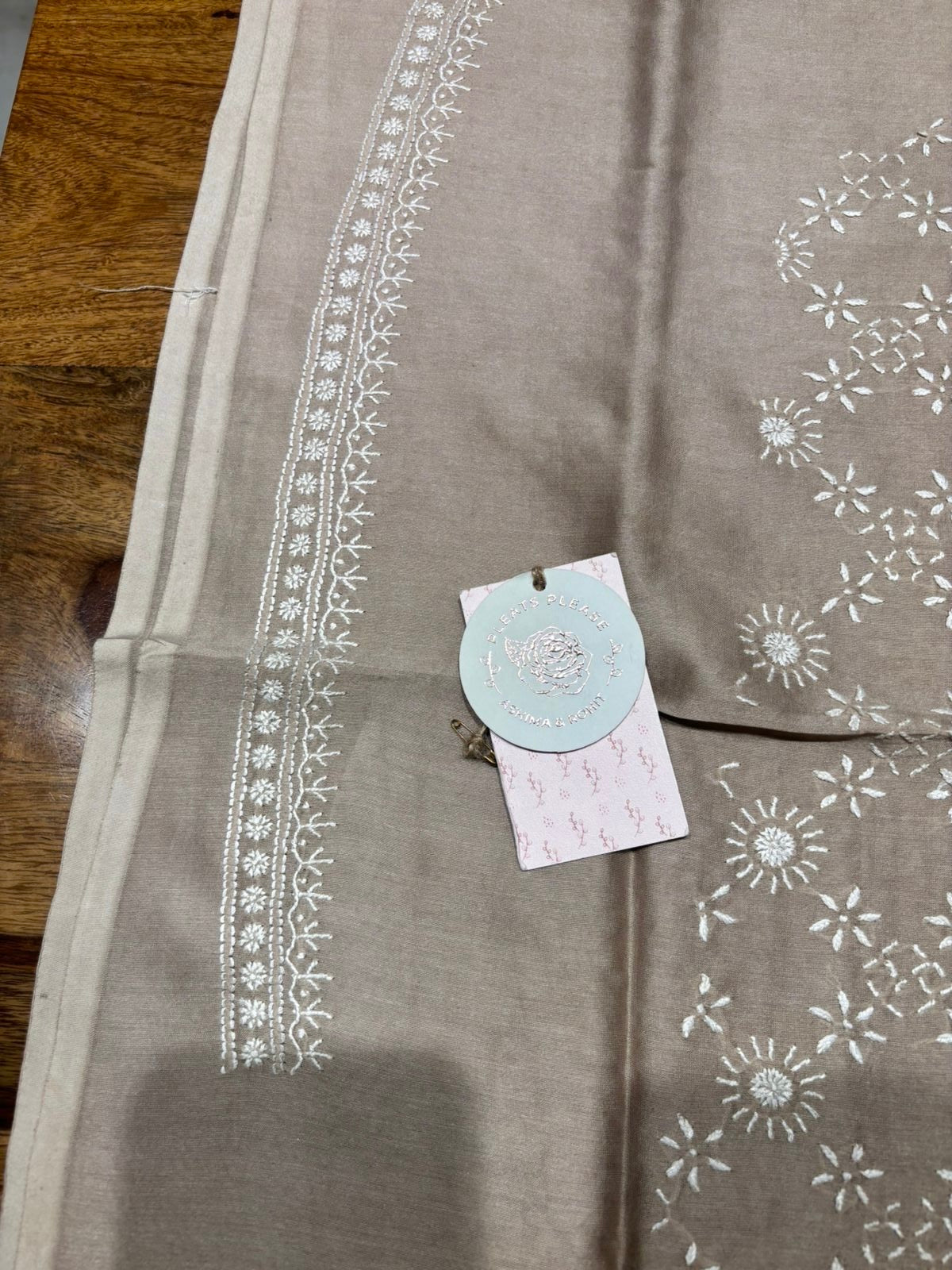 Hazelnut Brown Chanderi Silk Chikankari Men’s Kurta