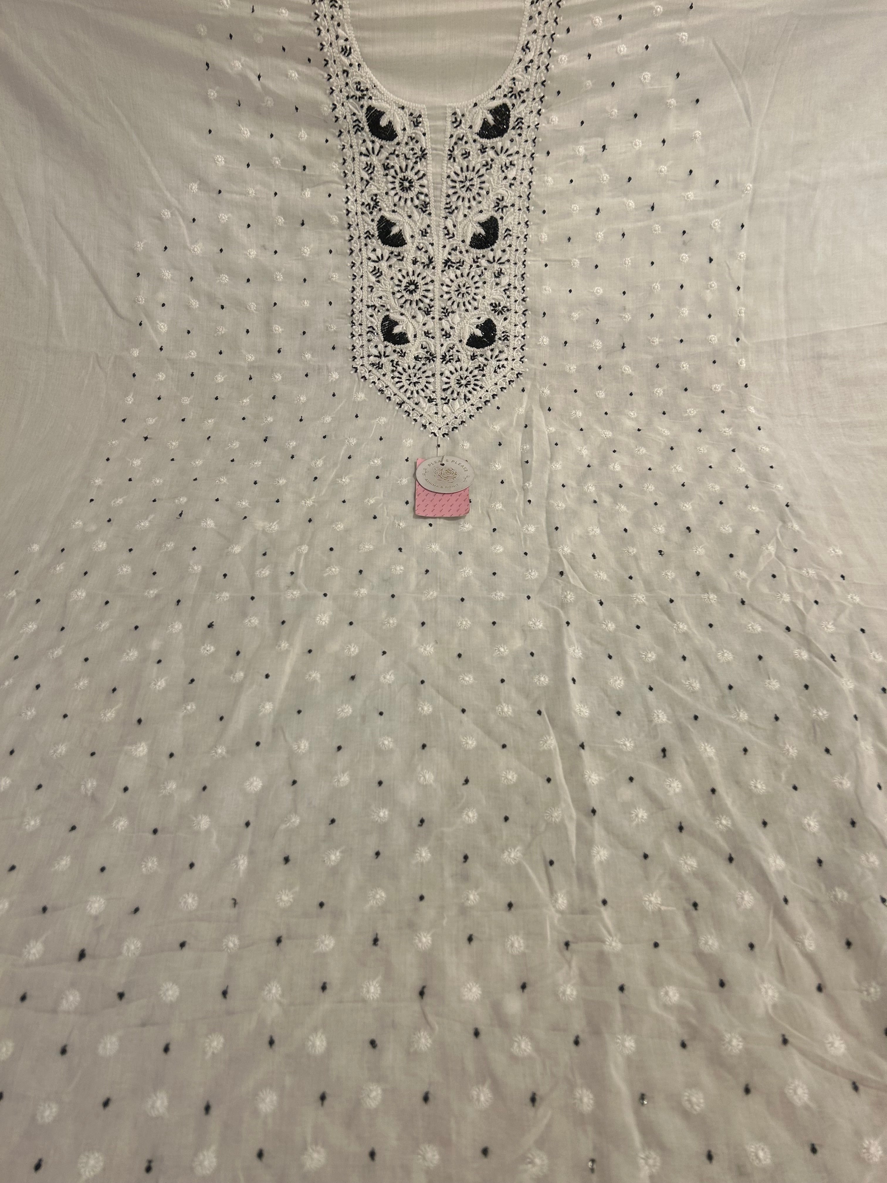 Dyeable White Mulmul Chikankari Kurta