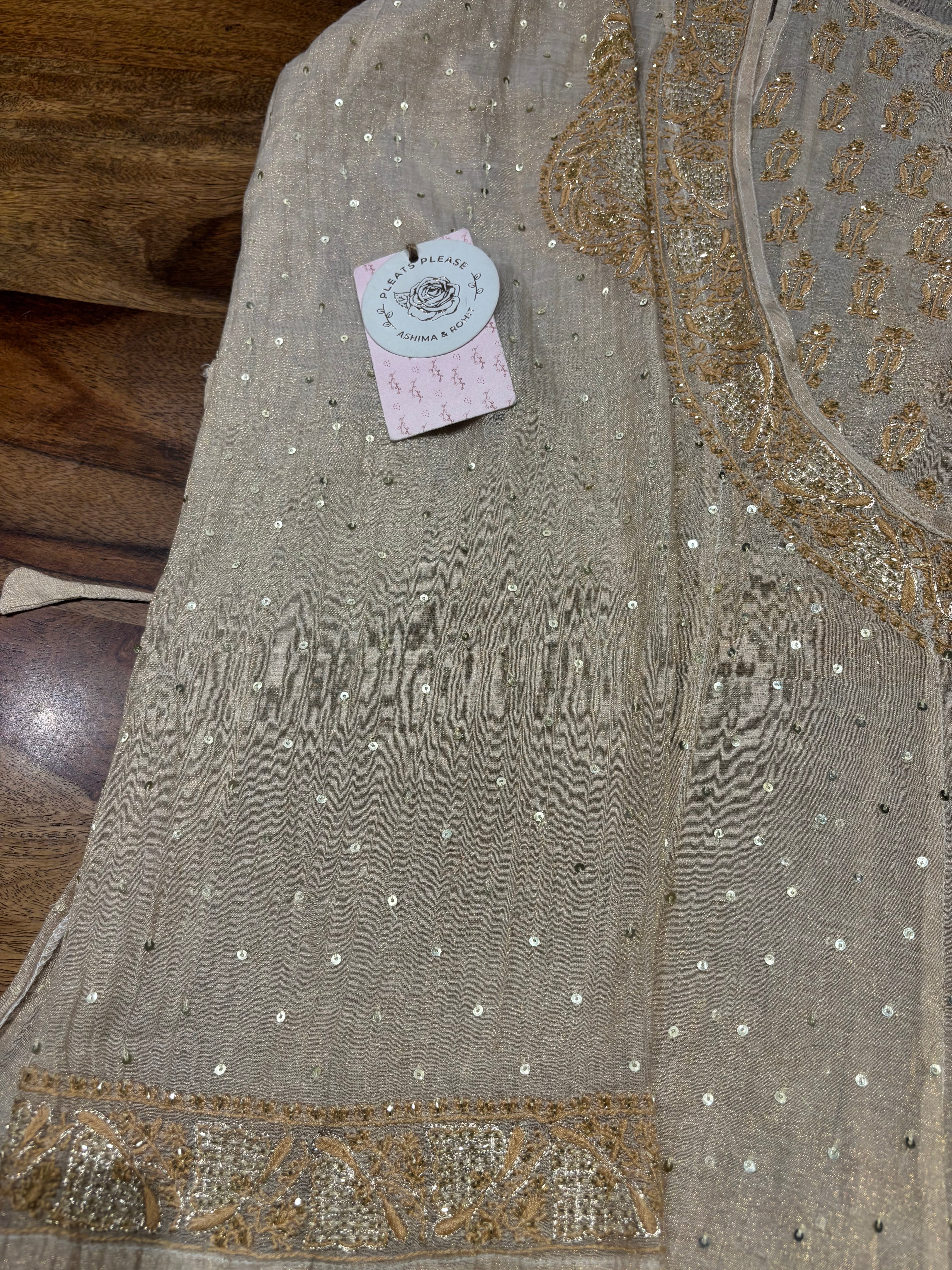 Dyeable Pure & Premium Tissue Chikankari Kalidar Angrakha & Dupatta Set