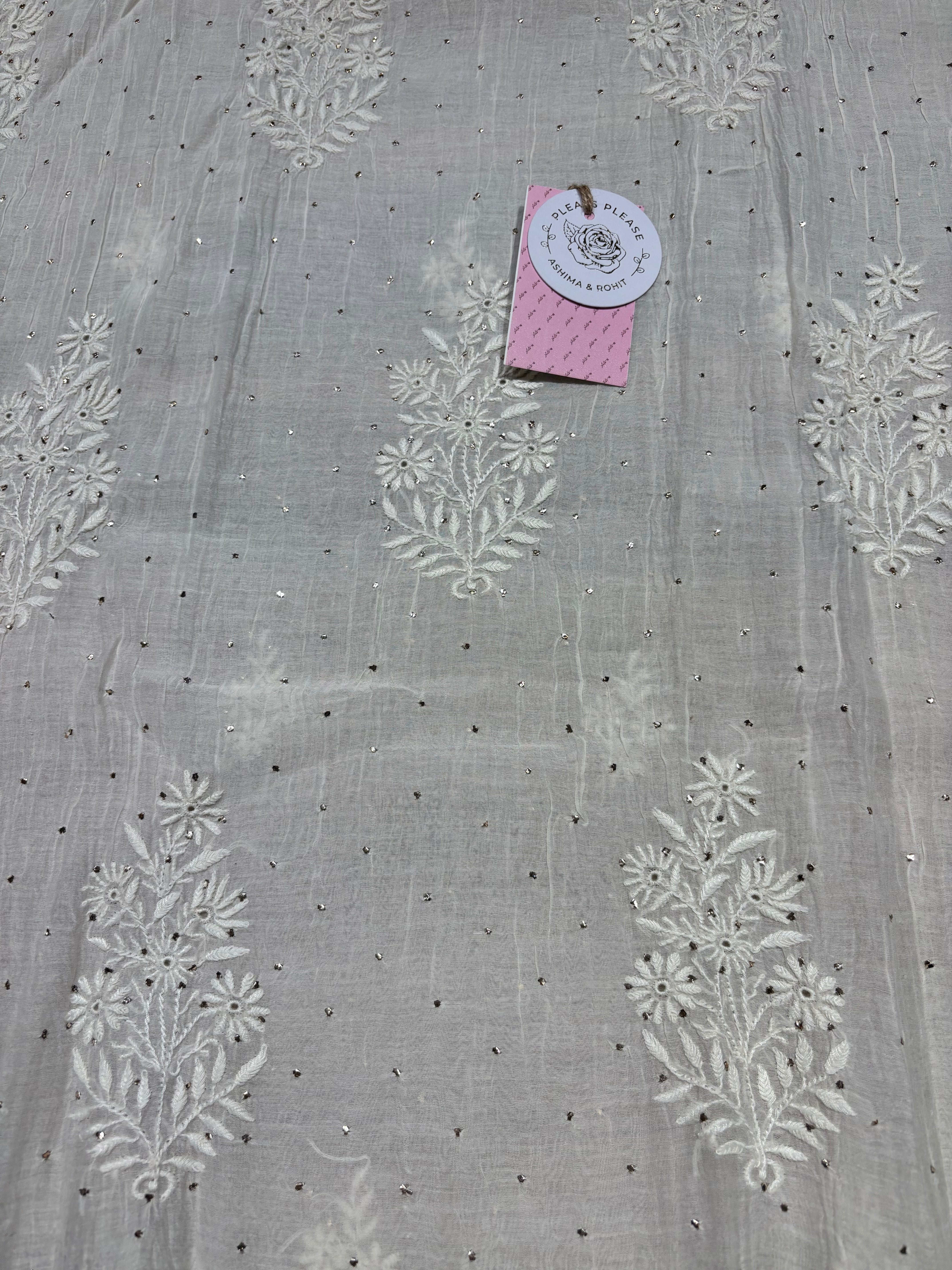 Dyeable Chanderi Mul Chikankari & Mukaish Kurta & Dupatta Set