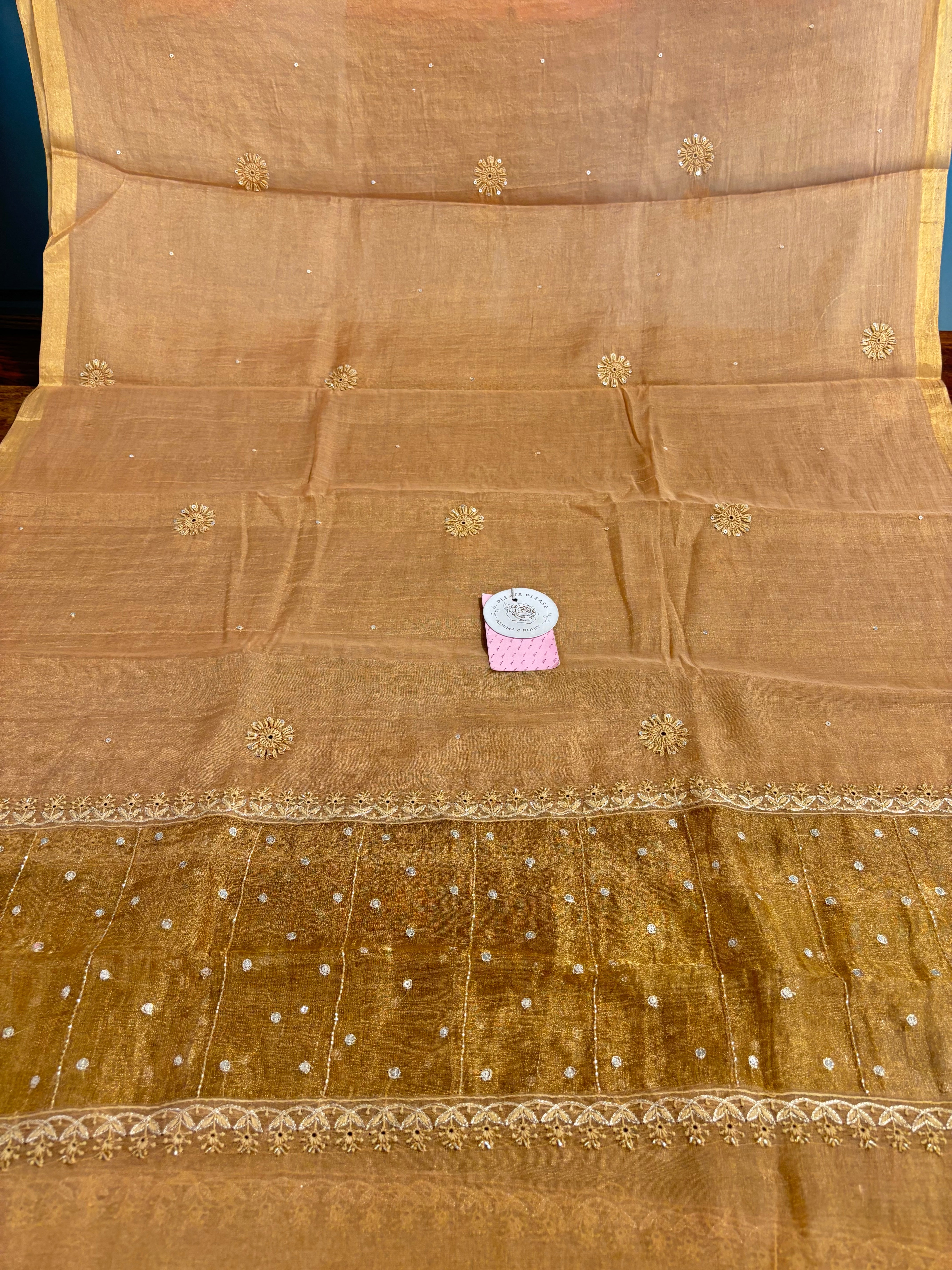 Golden Honey Pure & Premium Tissue Chikankari Kurta & Dupatta