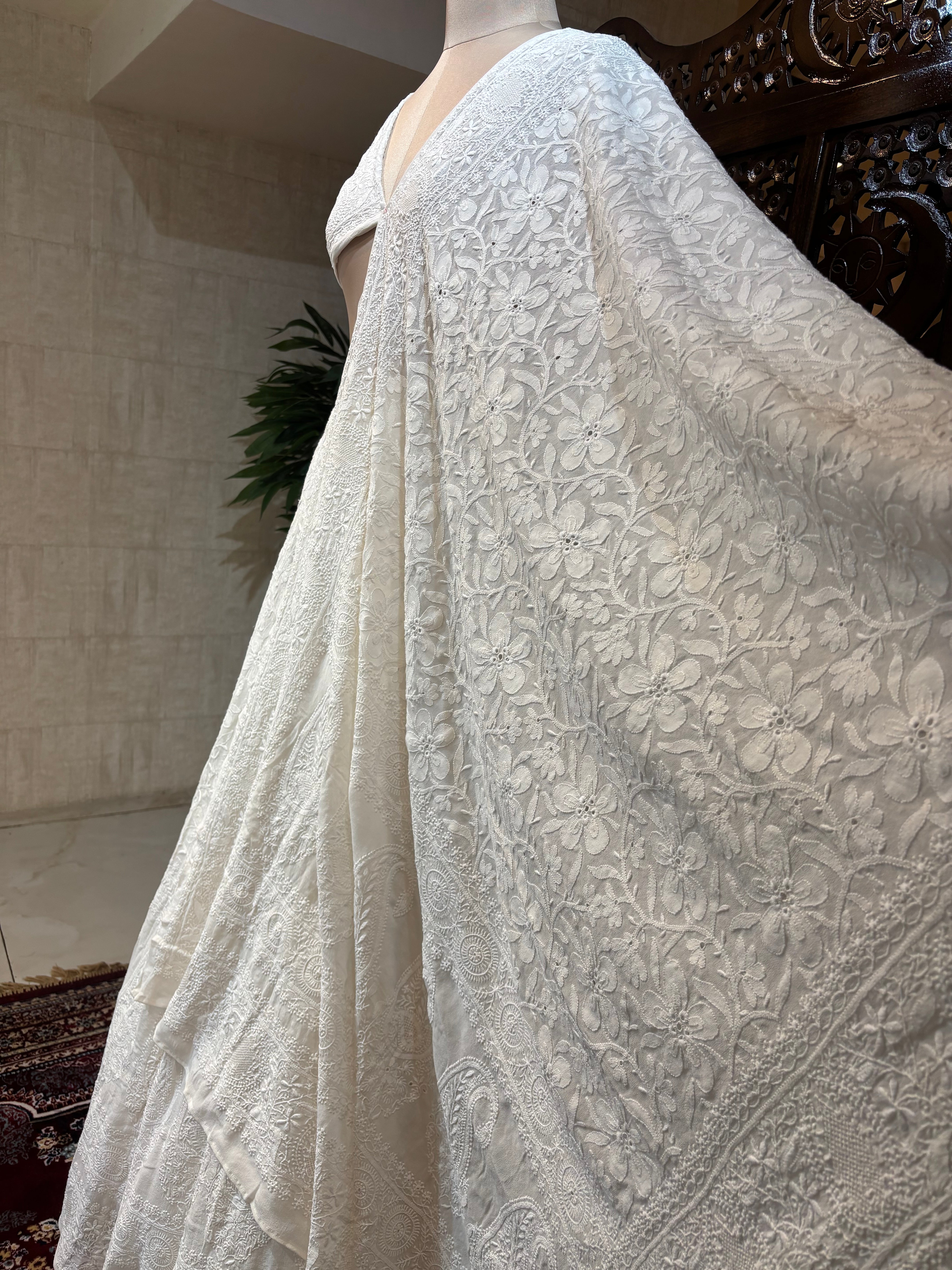 Ivory Chikankari Lehenga Set