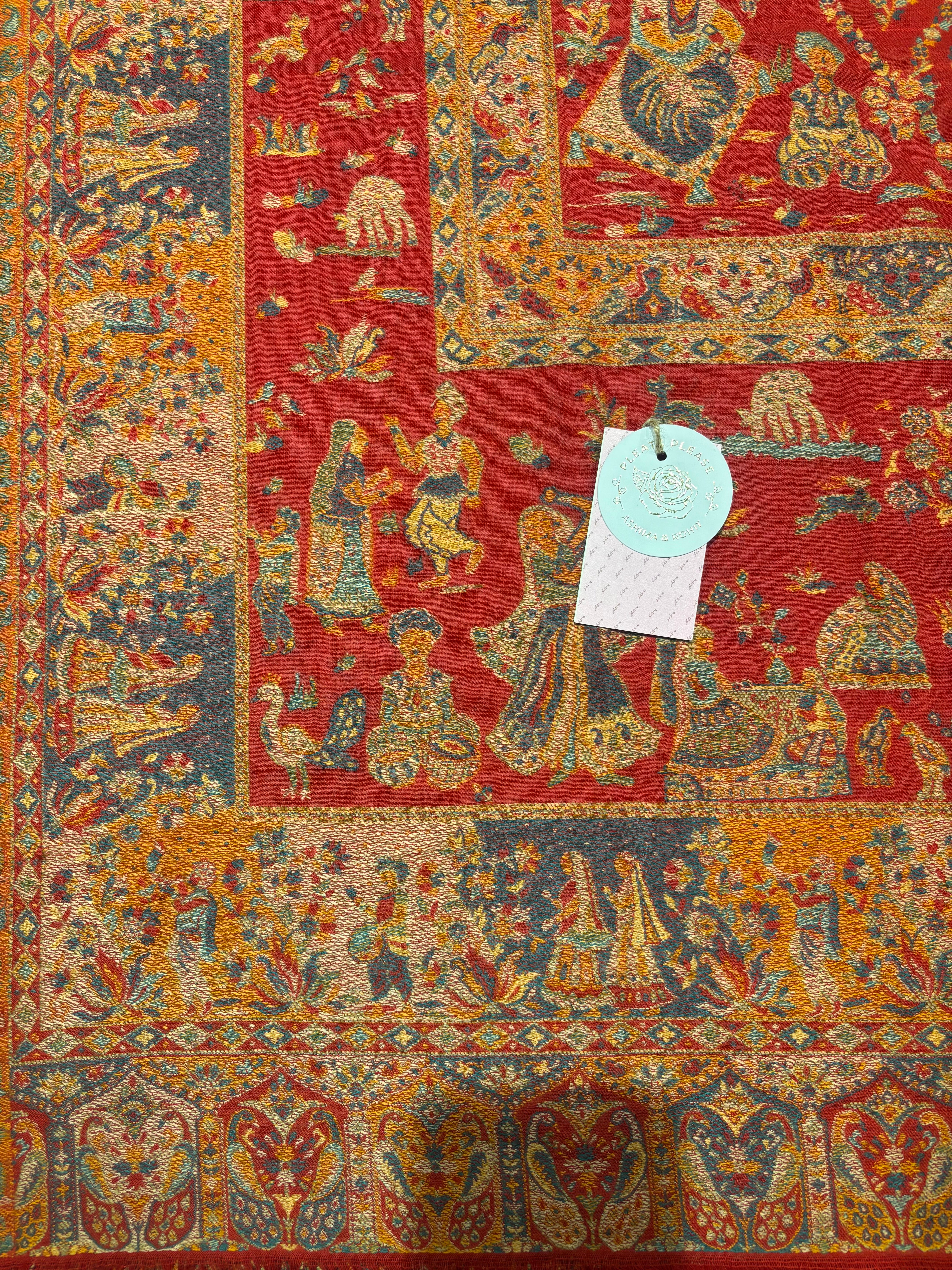 Red Cashmere Woolen Shawl