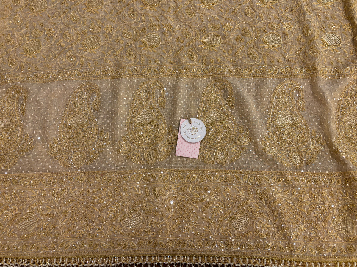 Dyeable Pure & Premium Tissue Chikankari Heavy Jaal Embellished Dupatta