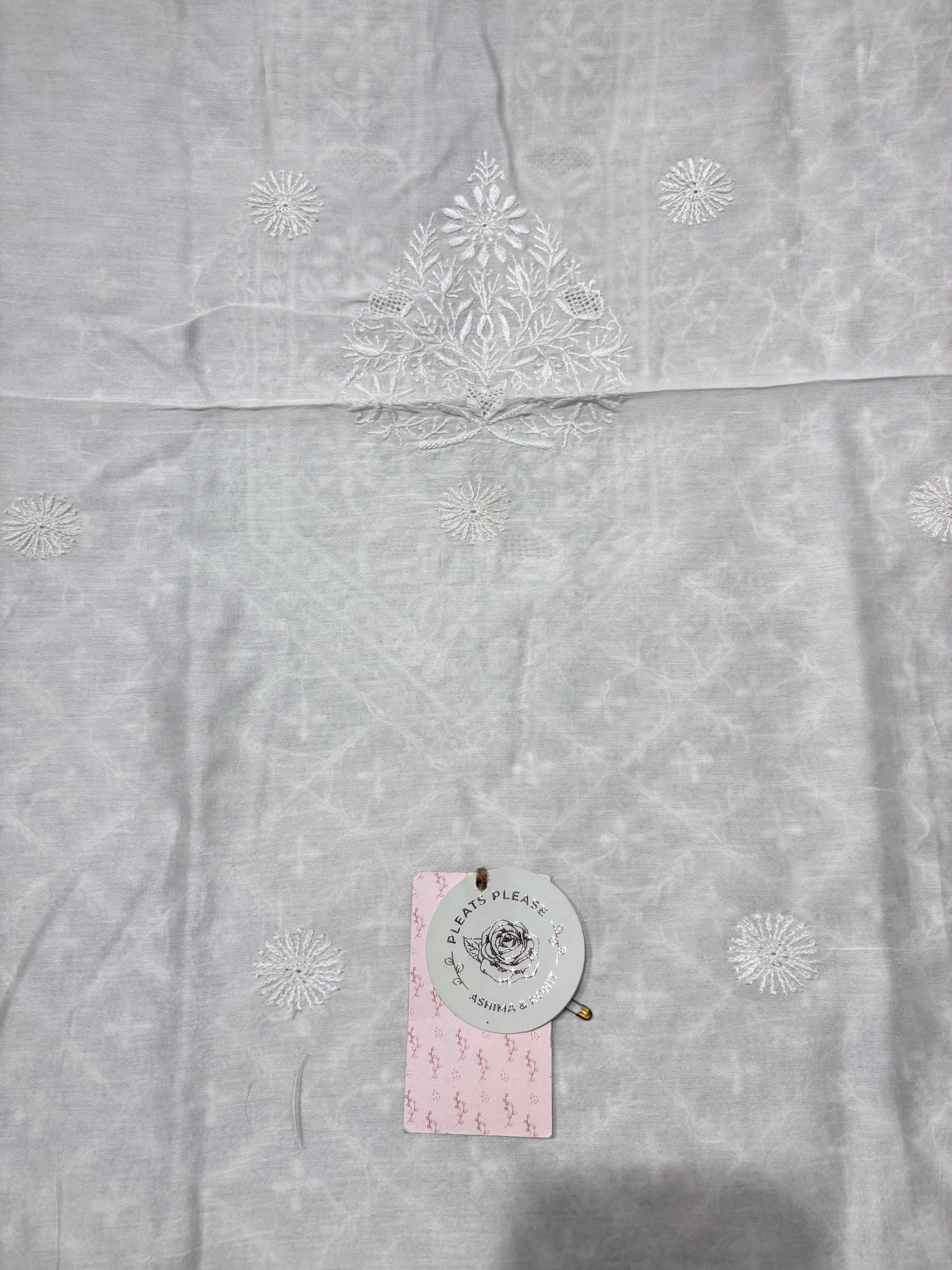 Dyeable Chanderi Silk Chikankari Men’s Kurta Fabric