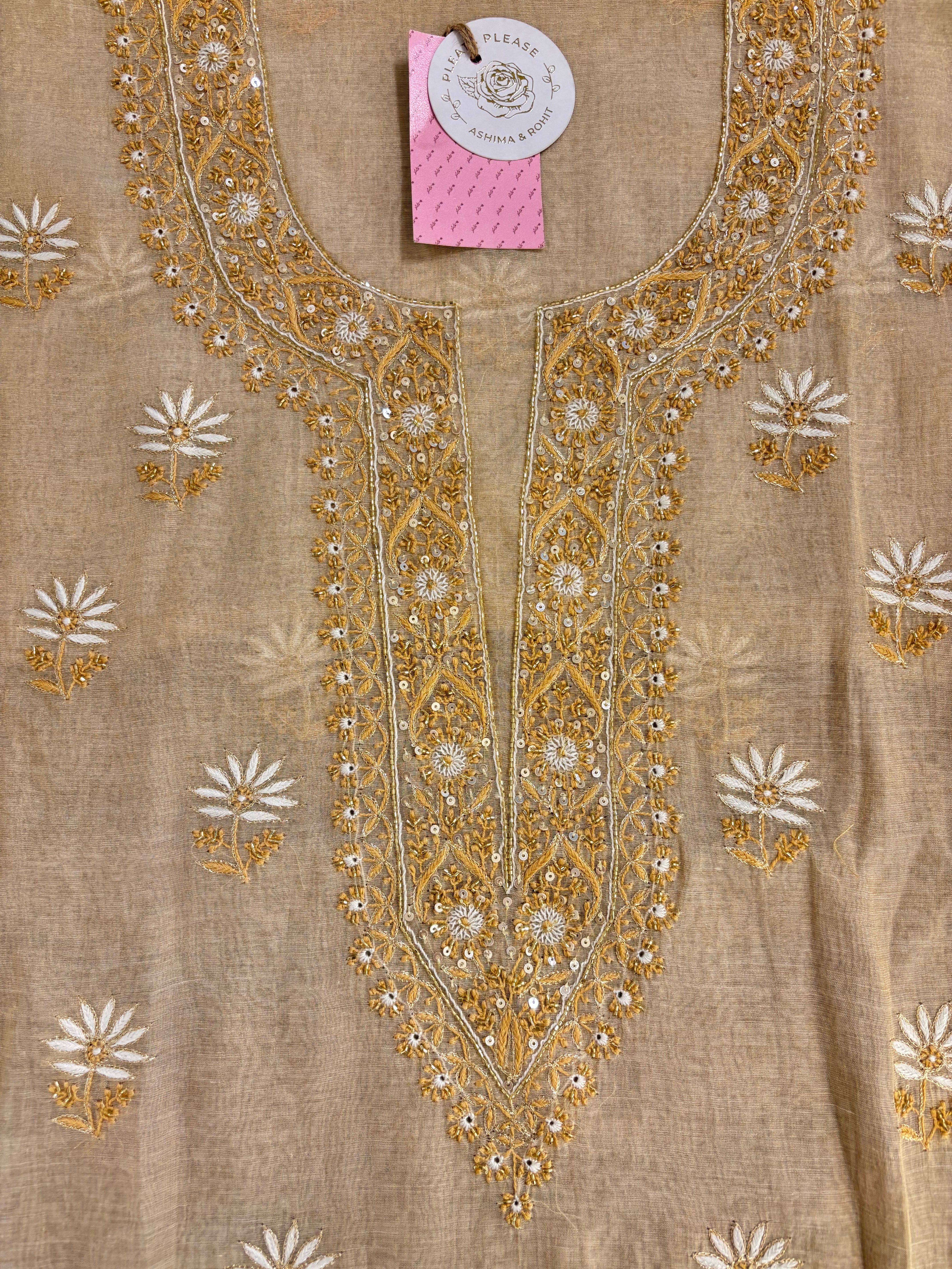 Dyeable Pure & Premium Tissue Chikankari Kurta & Dupatta