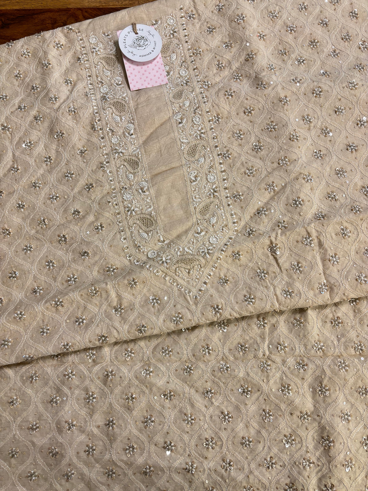 Dyeable Monga Silk Embellished Chikankari Men’s Kurta