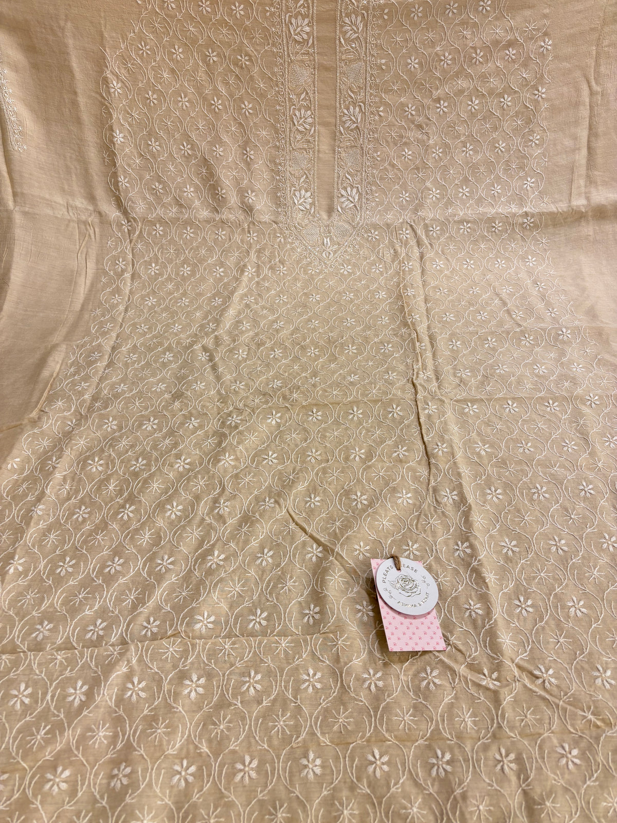 Dyeable Monga Silk Chikankari Men’s Kurta