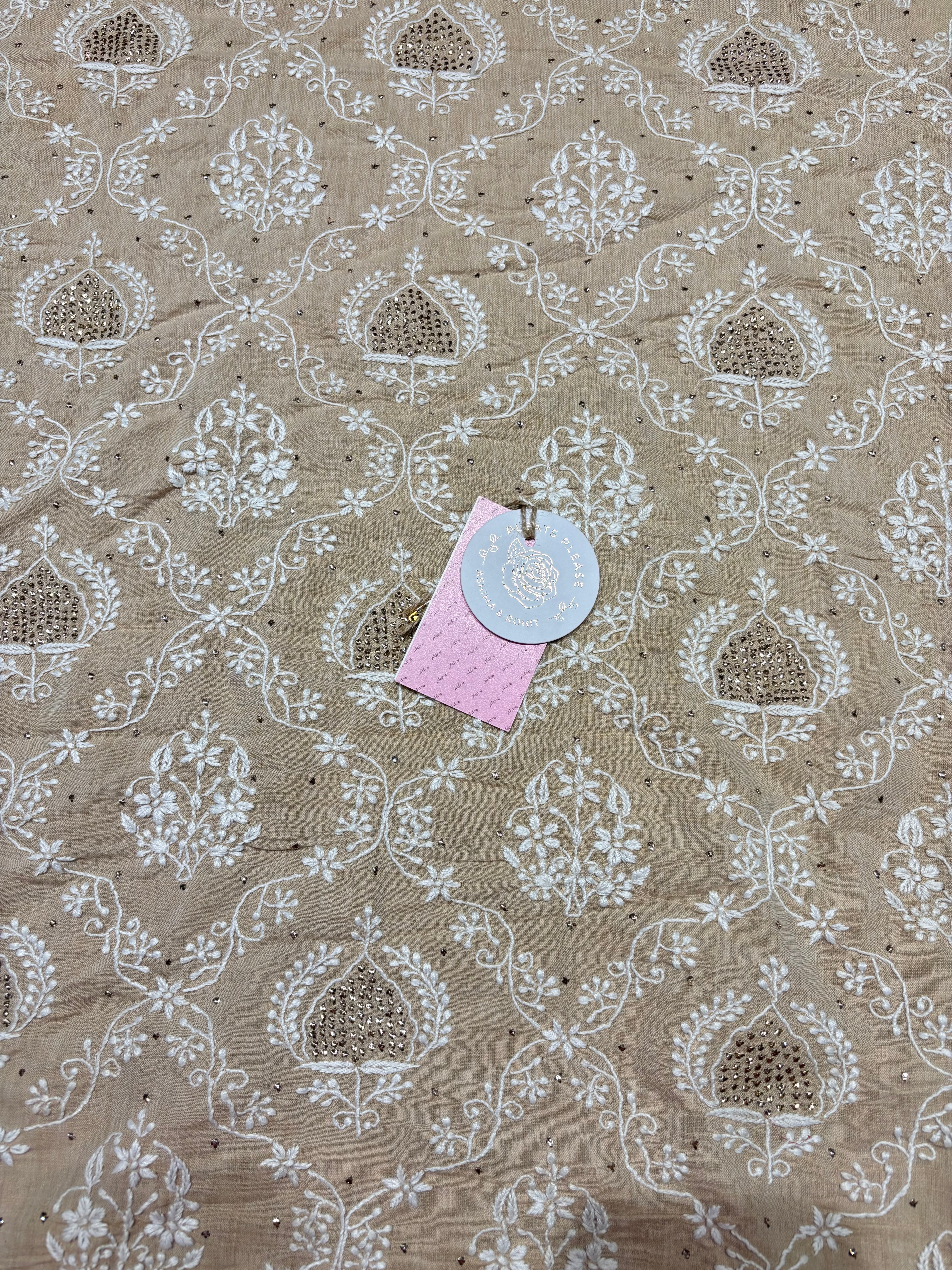 Natural Linen Chikankari & Mukaish Kurta & Dupatta Set