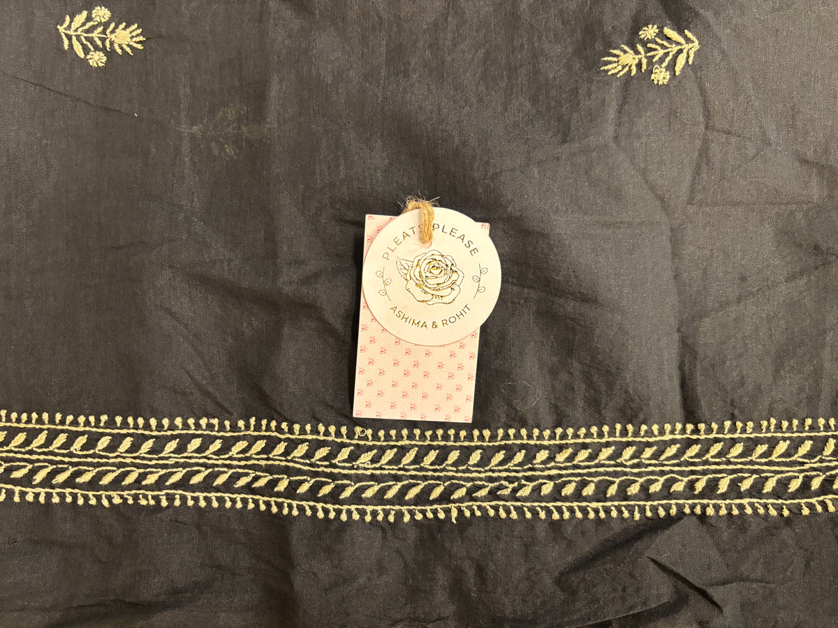 Black Chanderi Silk Chikankari Men’s Kurta