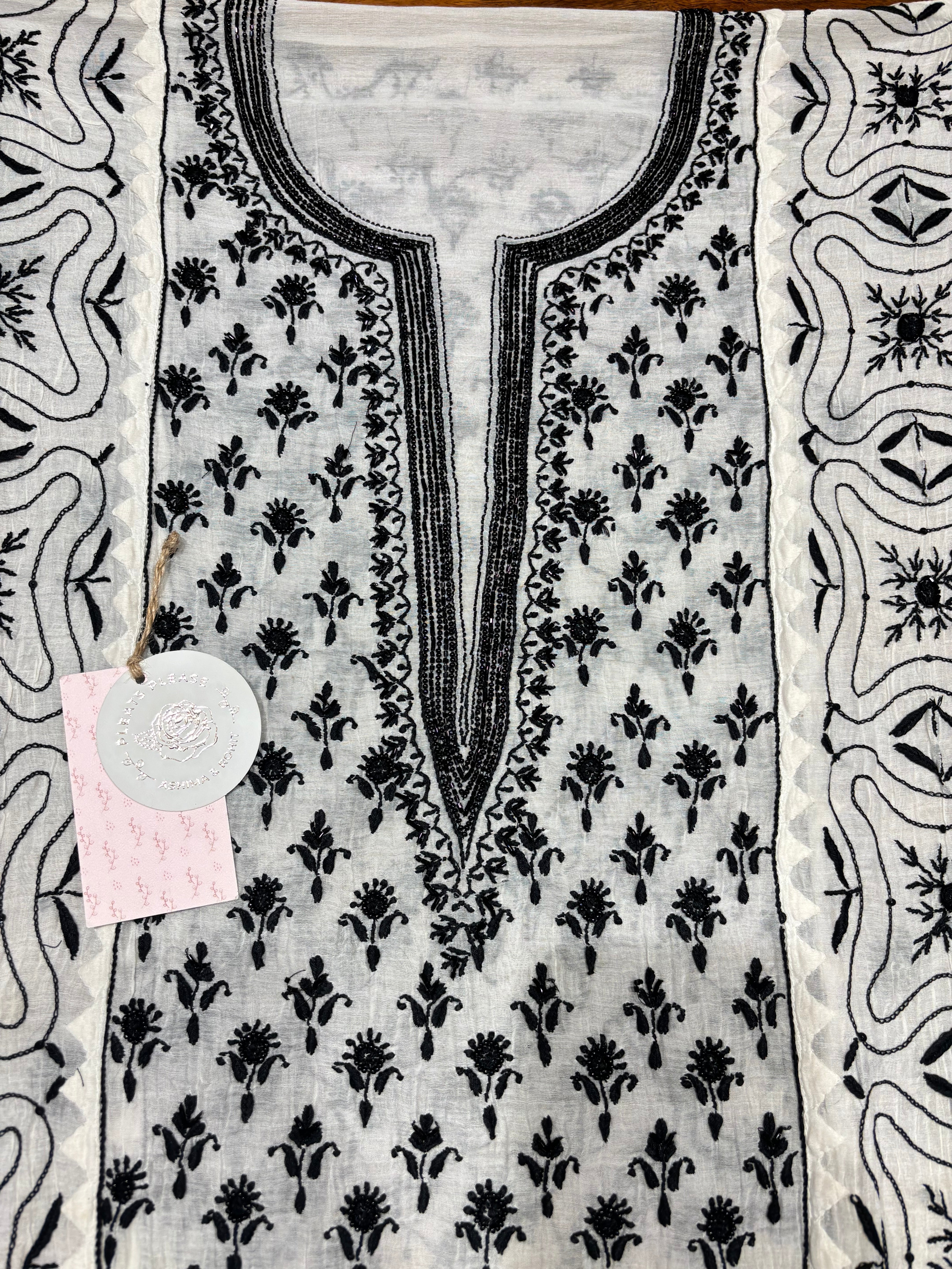 Dyeable Chanderi Mul Chikankari Kurta and Dupatta Set