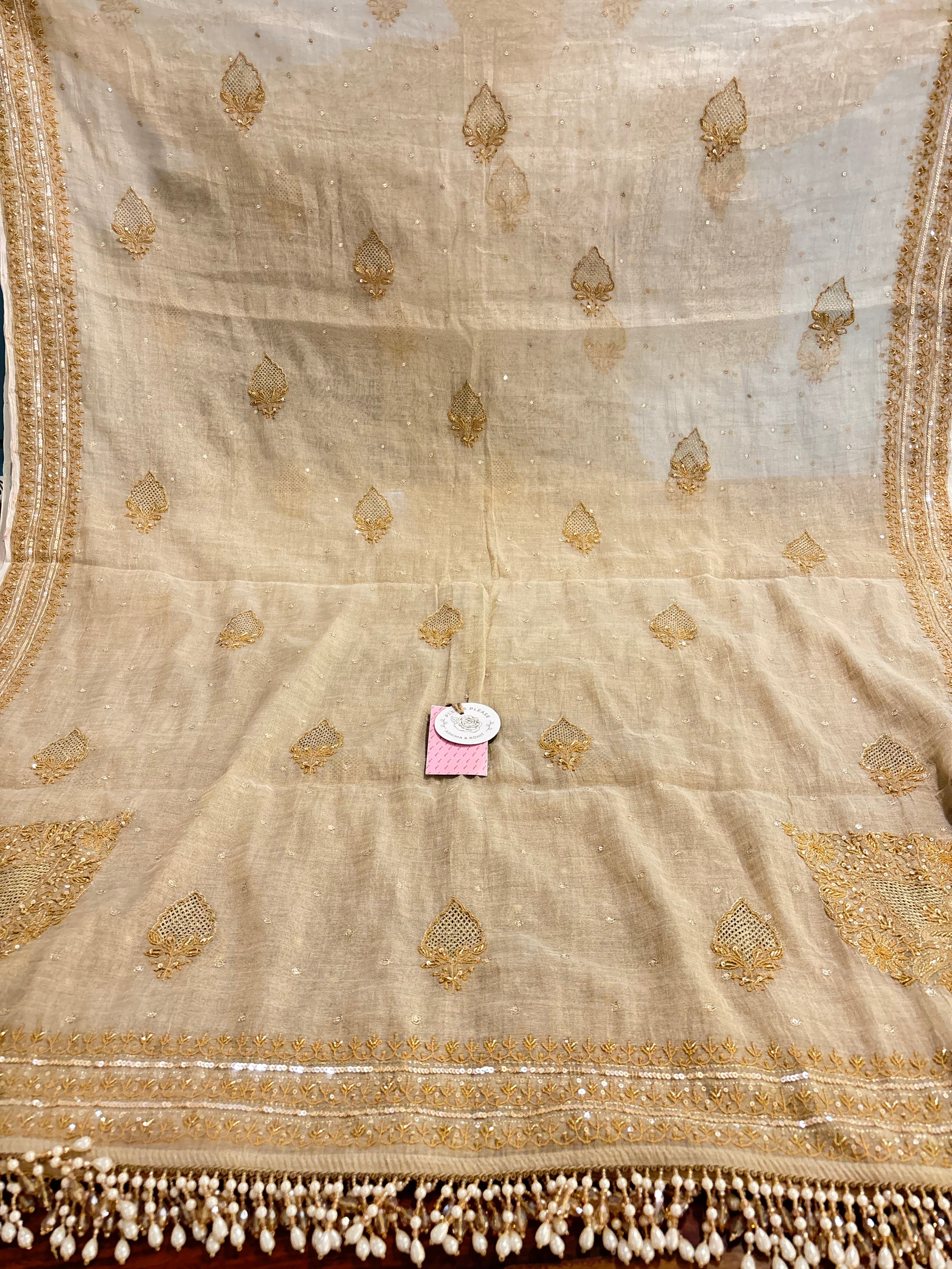 Dyeable Pure & Premium Tissue Jaal Chikankari Angrakha & Dupatta