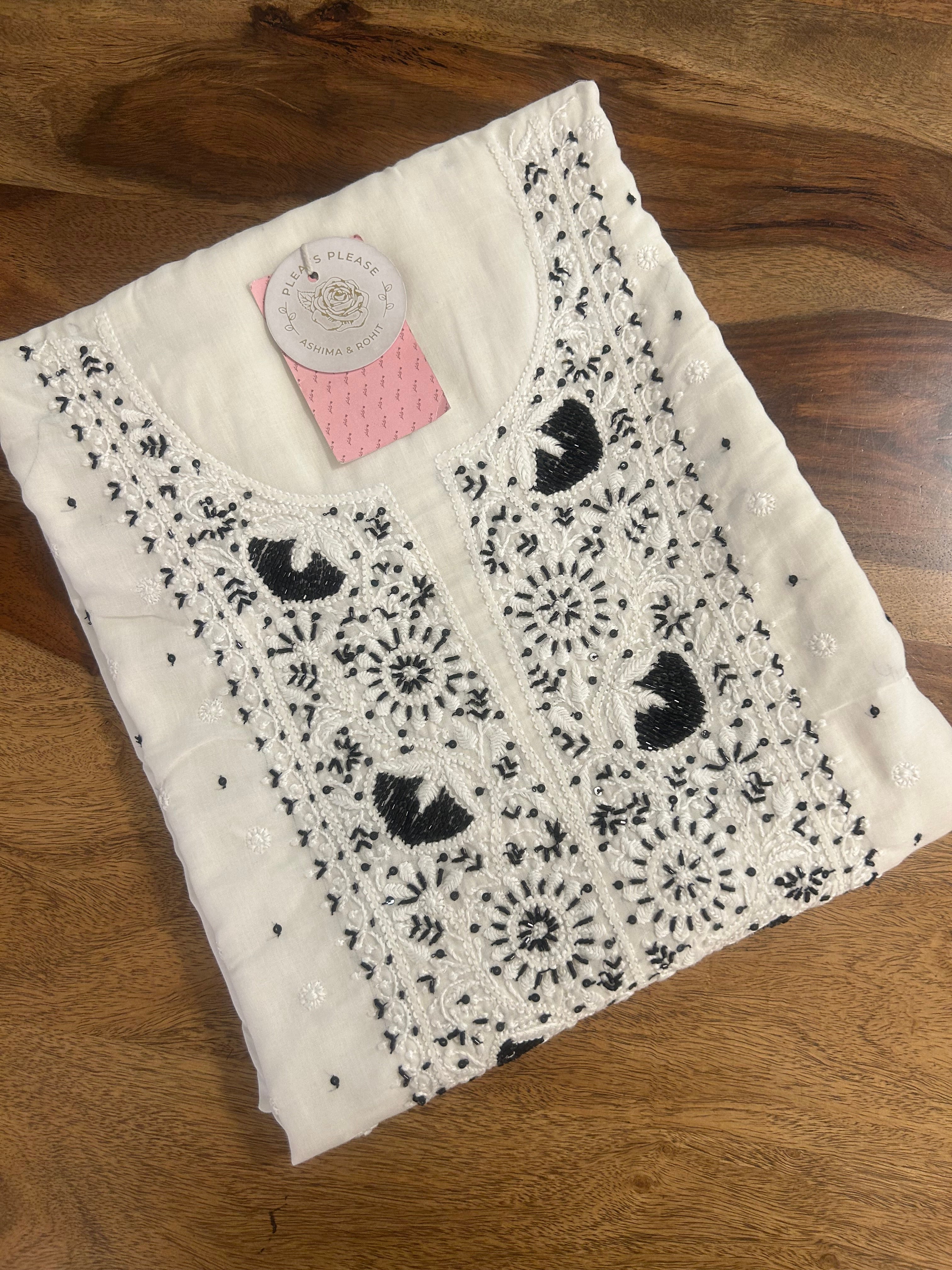 Dyeable White Mulmul Chikankari Kurta