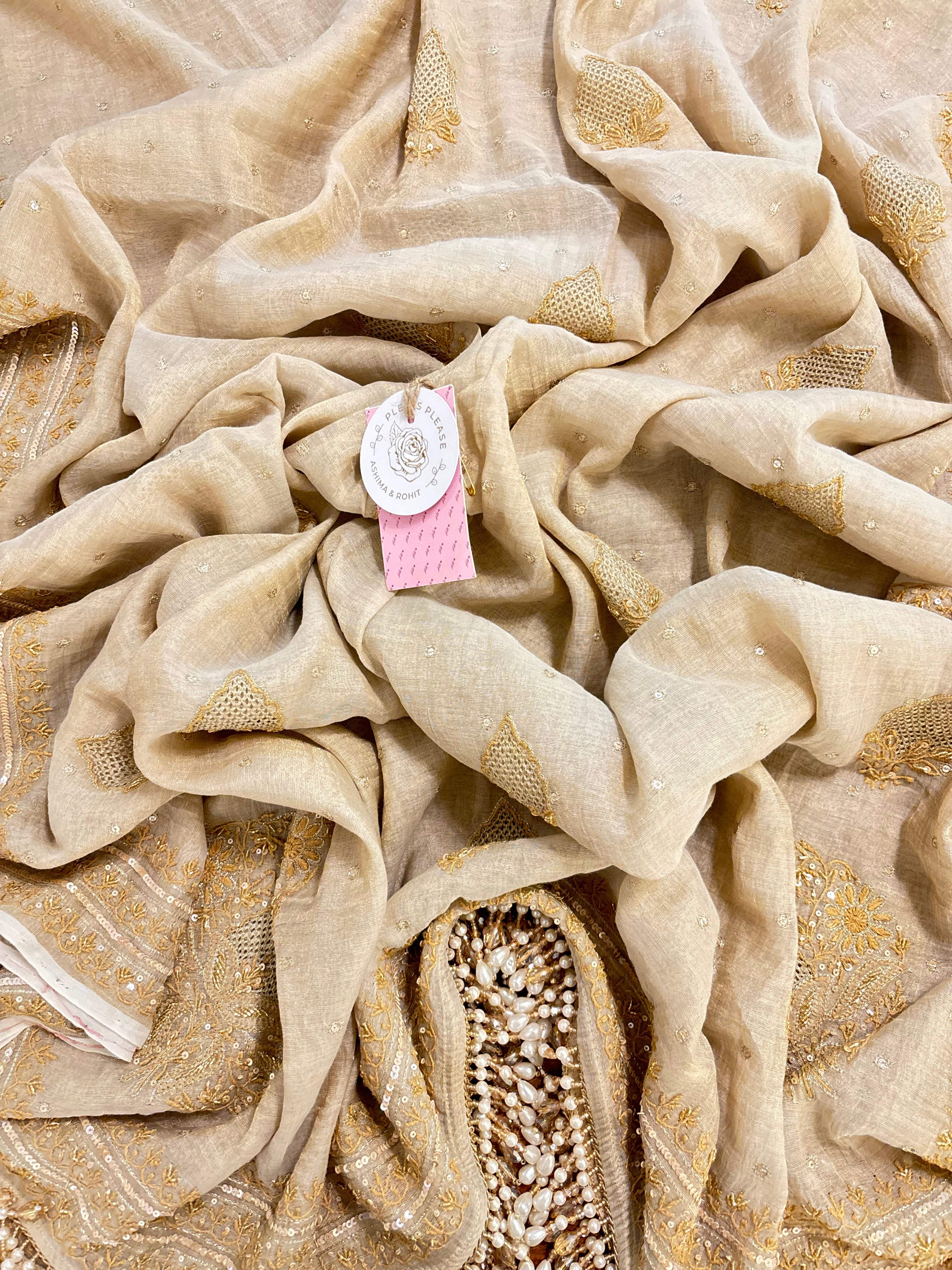 Dyeable Pure & Premium Tissue Jaal Chikankari Angrakha & Dupatta