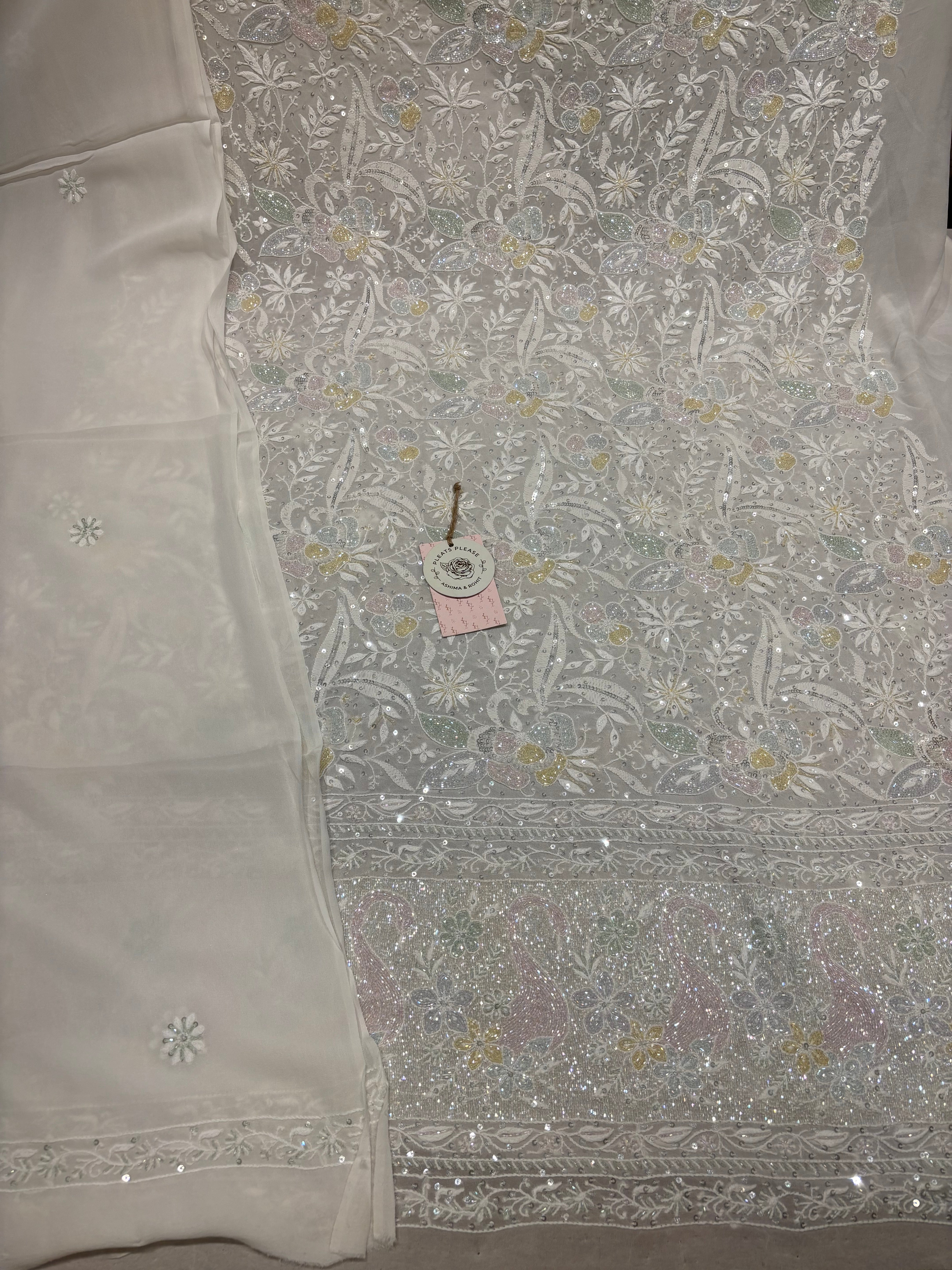 Dyeable Pure And Premium Georgette Chikankari Kurta And Dupatta Set