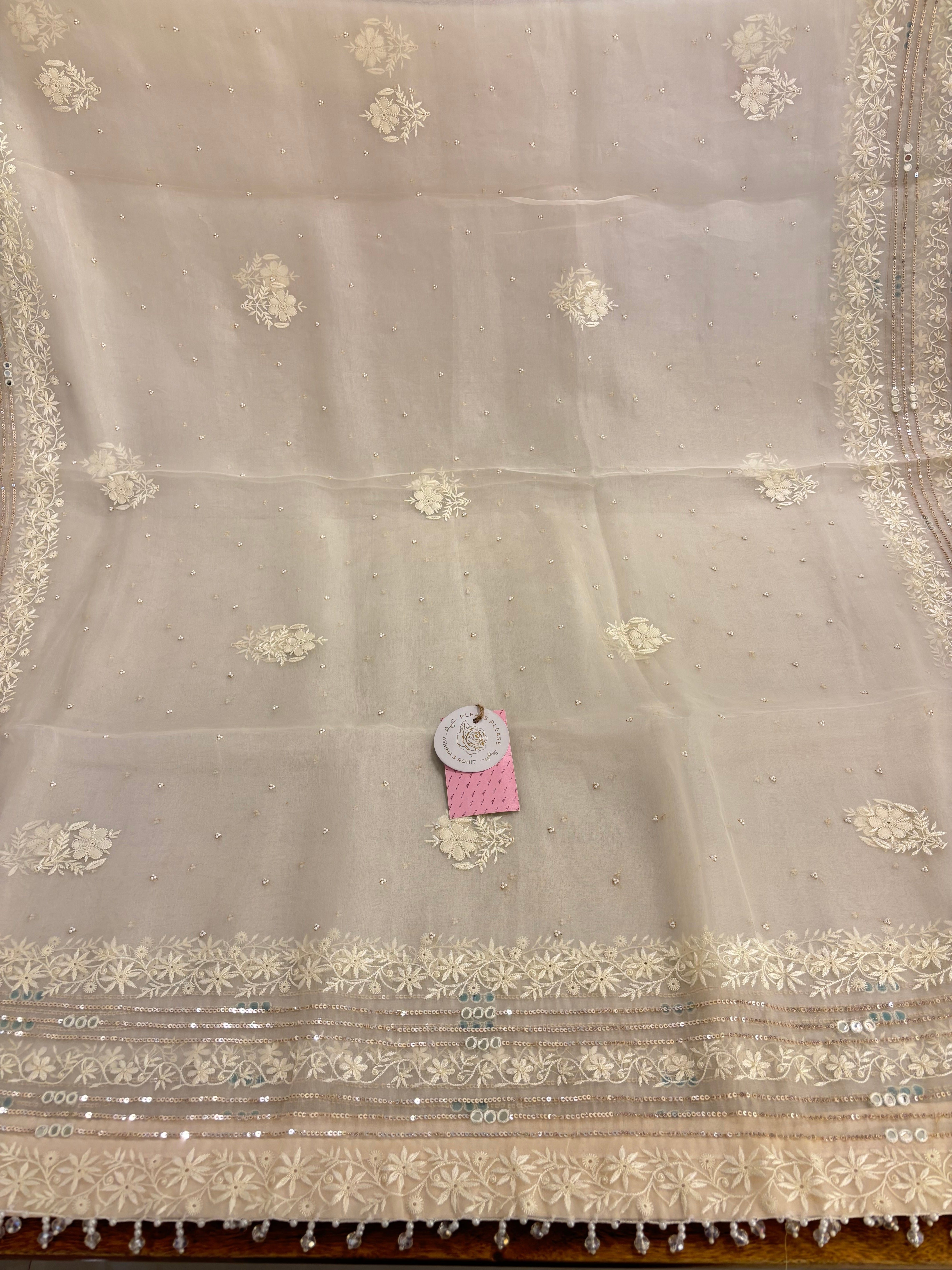 Ivory Pure & Premium Organza Chikankari Kurta & Dupatta