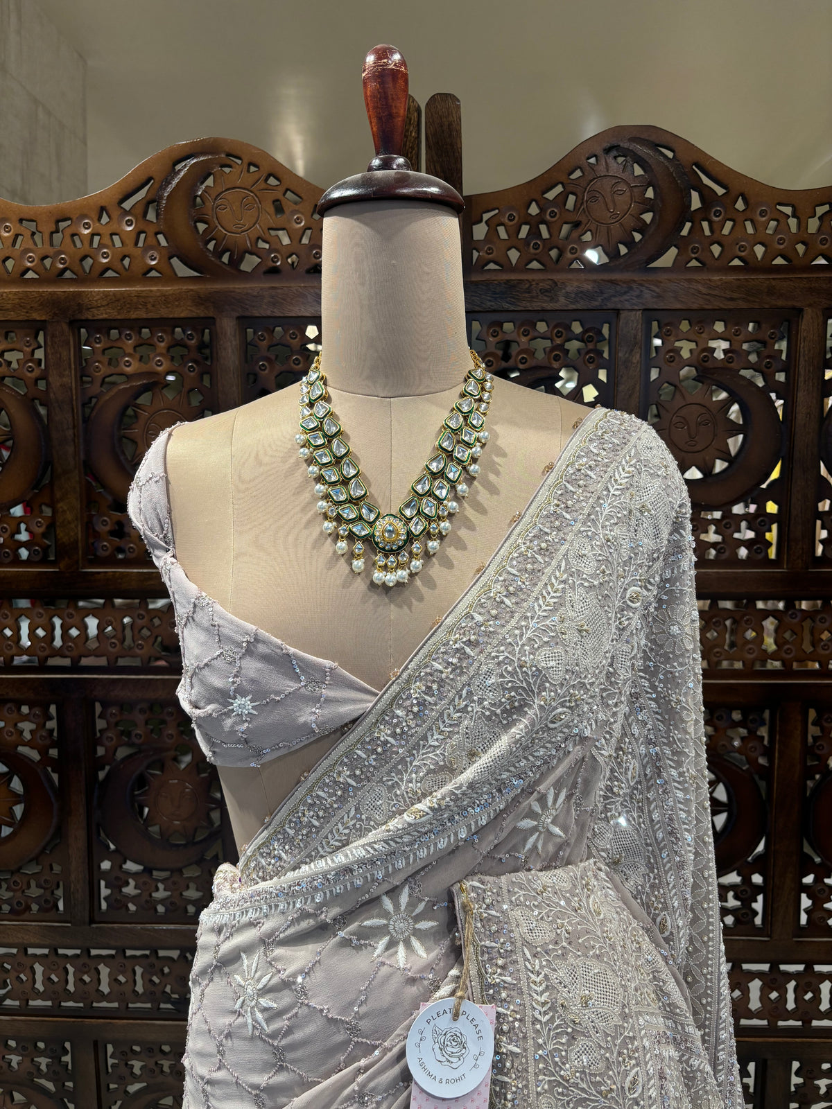 Muted Lavender Pure & Premium Georgette Chikankari Saree