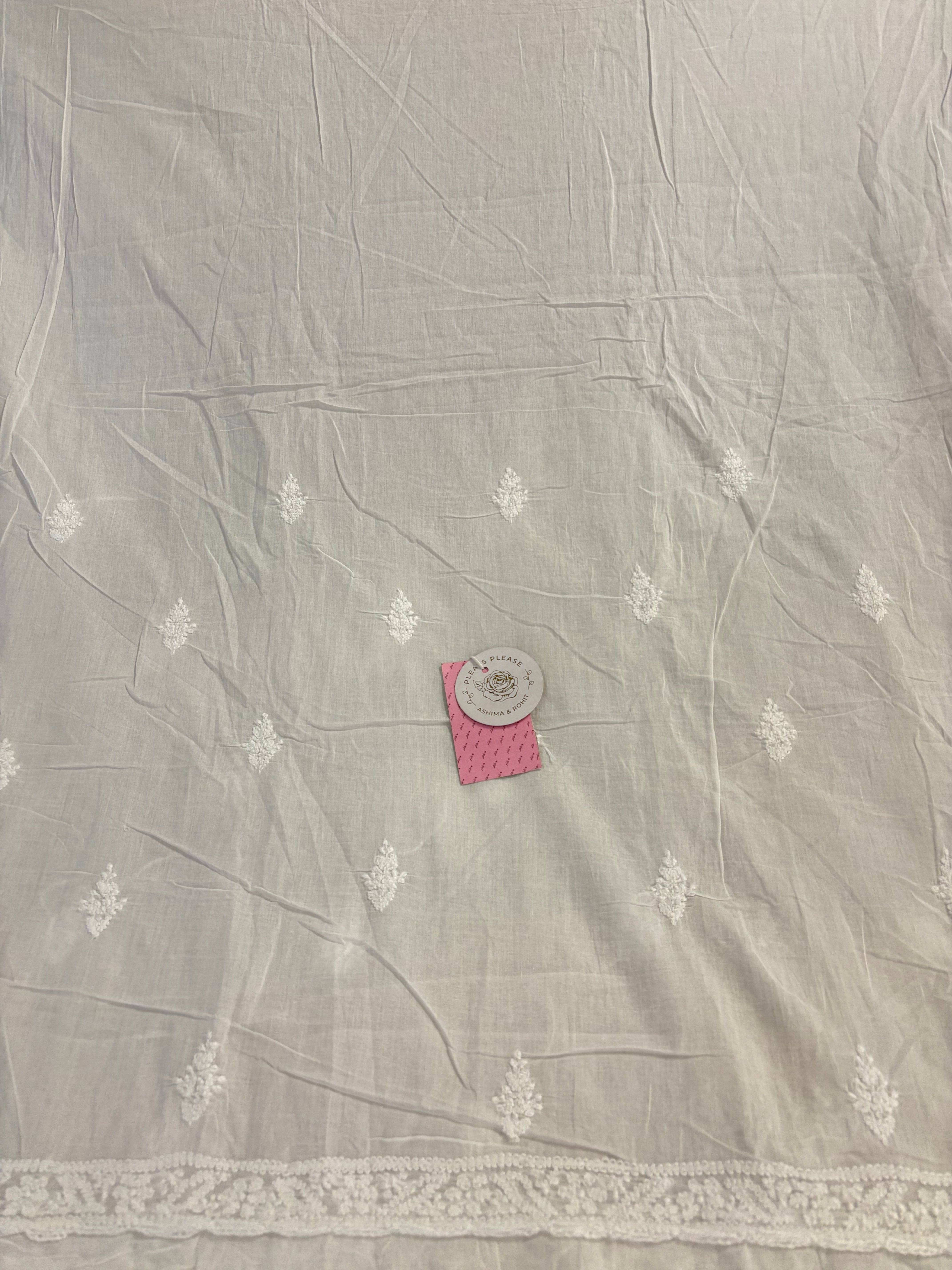 Dyeable Mul Chikankari Kurta & Dupatta Set - Pleats PleaseChikankari