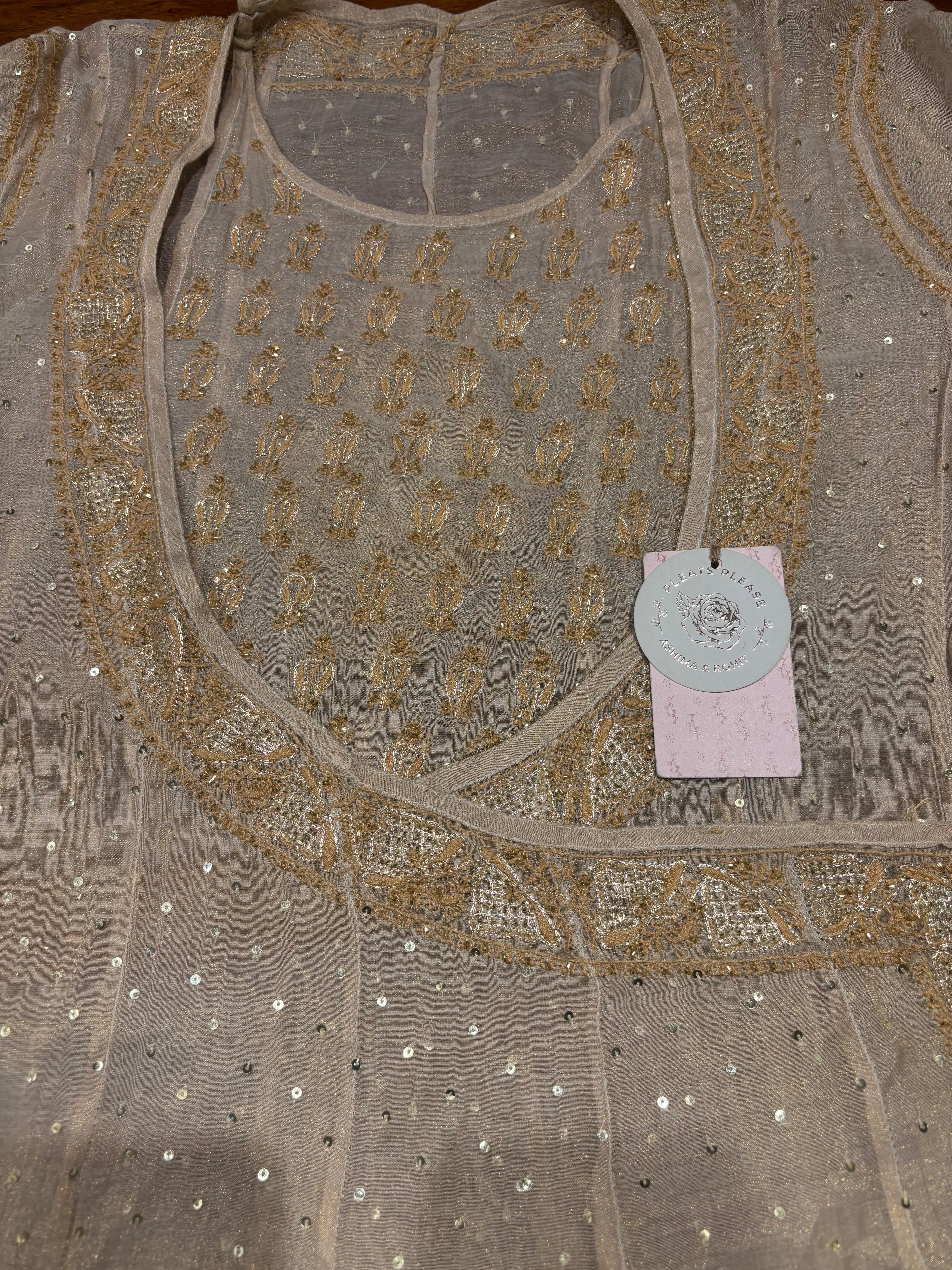 Dyeable Pure & Premium Tissue Chikankari Kalidar Angrakha & Dupatta Set