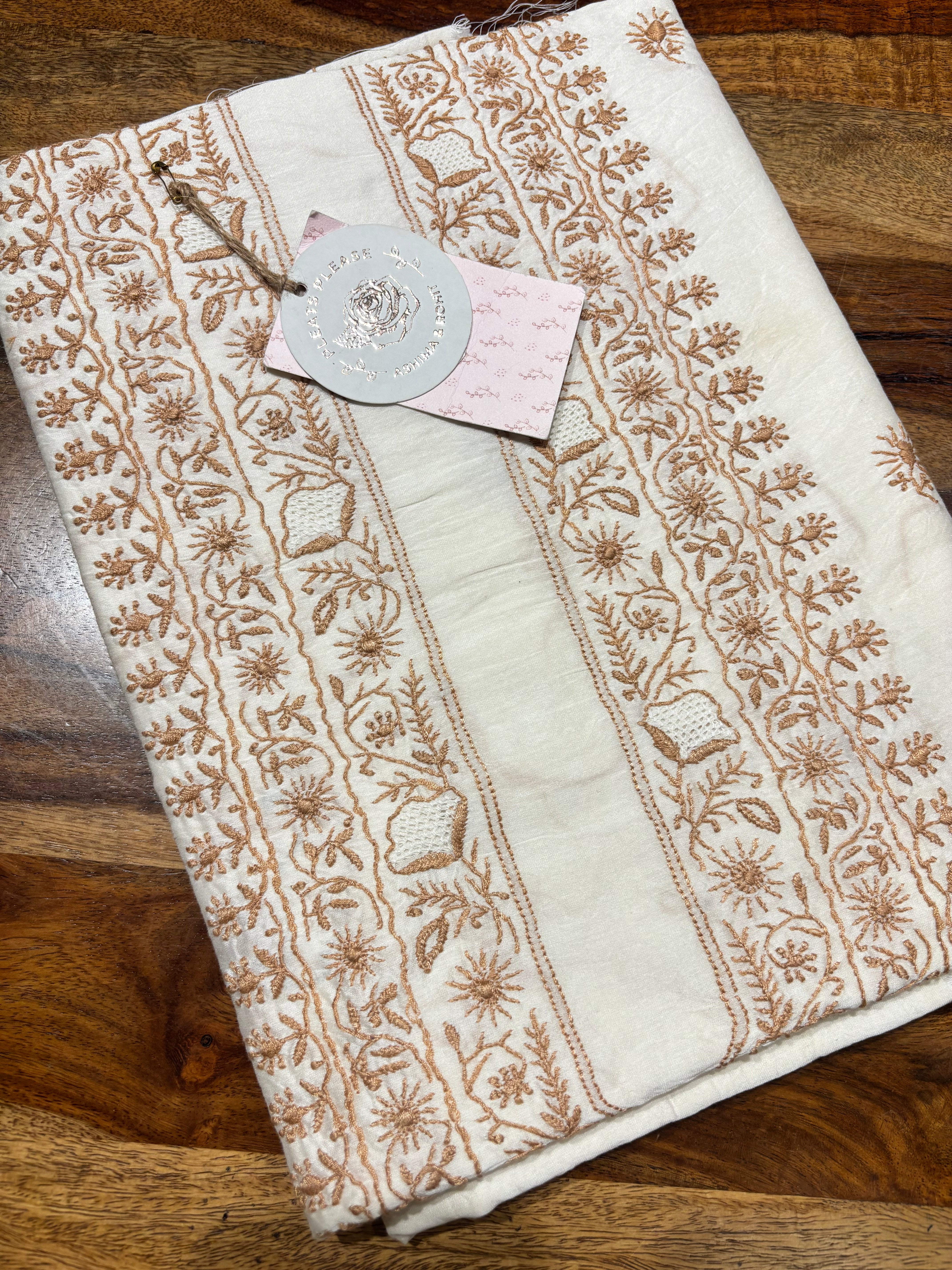 Dyeable Chanderi Silk Chikankari Men’s Kurta