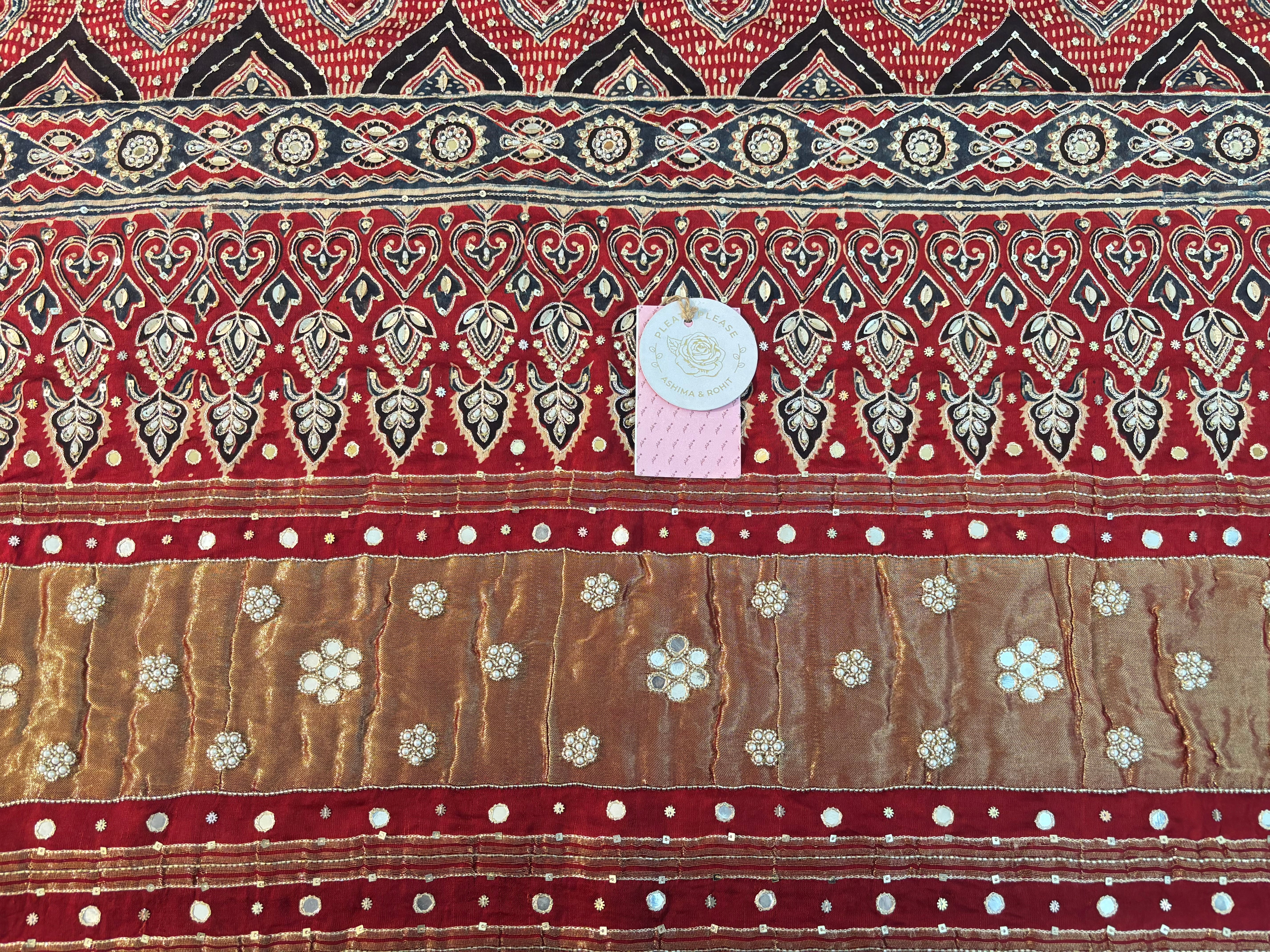 Red Pearl Ajrakh Dupatta