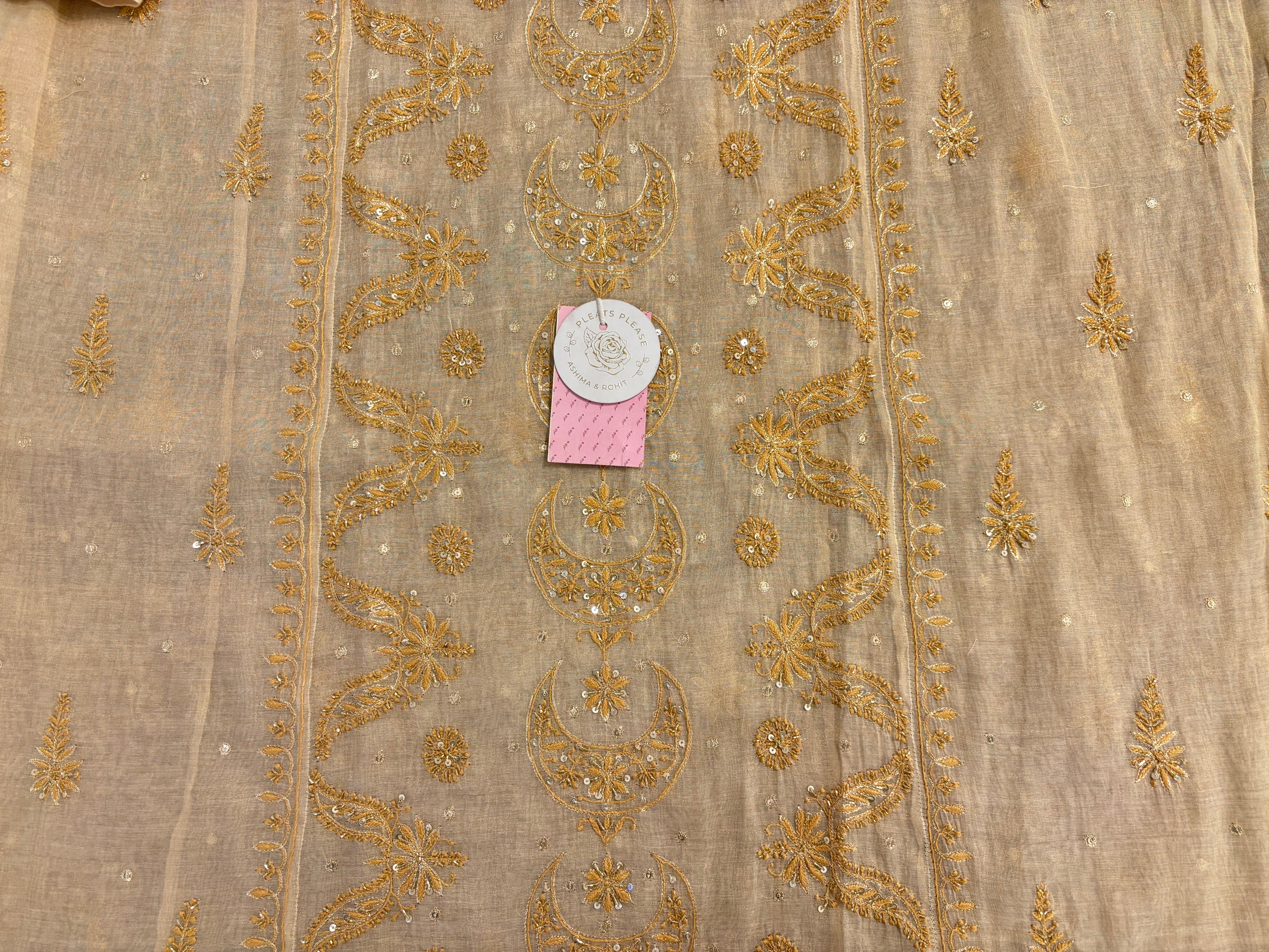 Dyeable Pure & Premium Tissue Chand Boota Chikankari Kurta & Dupatta - Pleats PleaseChikankari