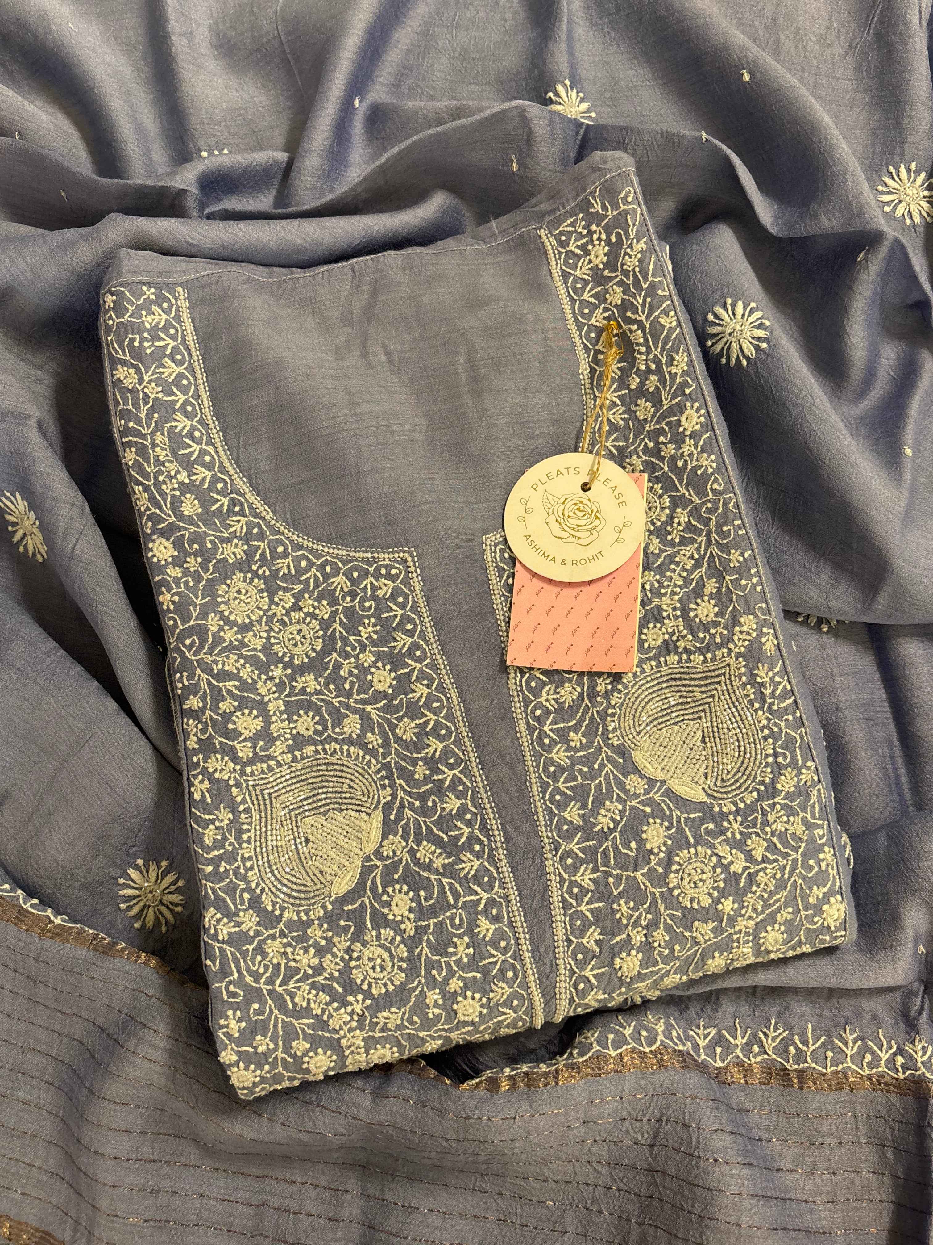 Powder blue Chikankari Kurta Dupatta Set