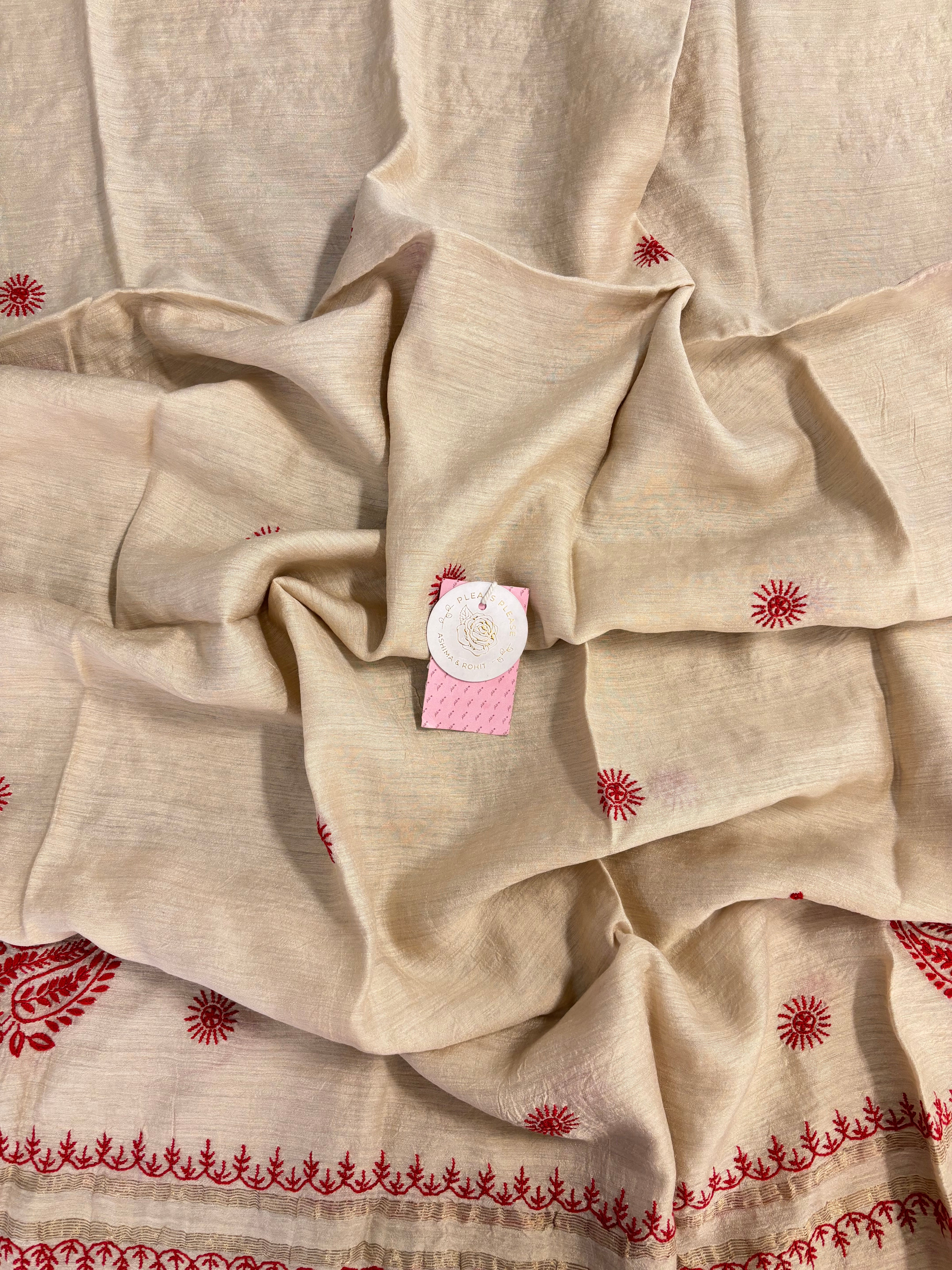 Dyeable Munga Silk Chikankari Kurta & Dupatta Set