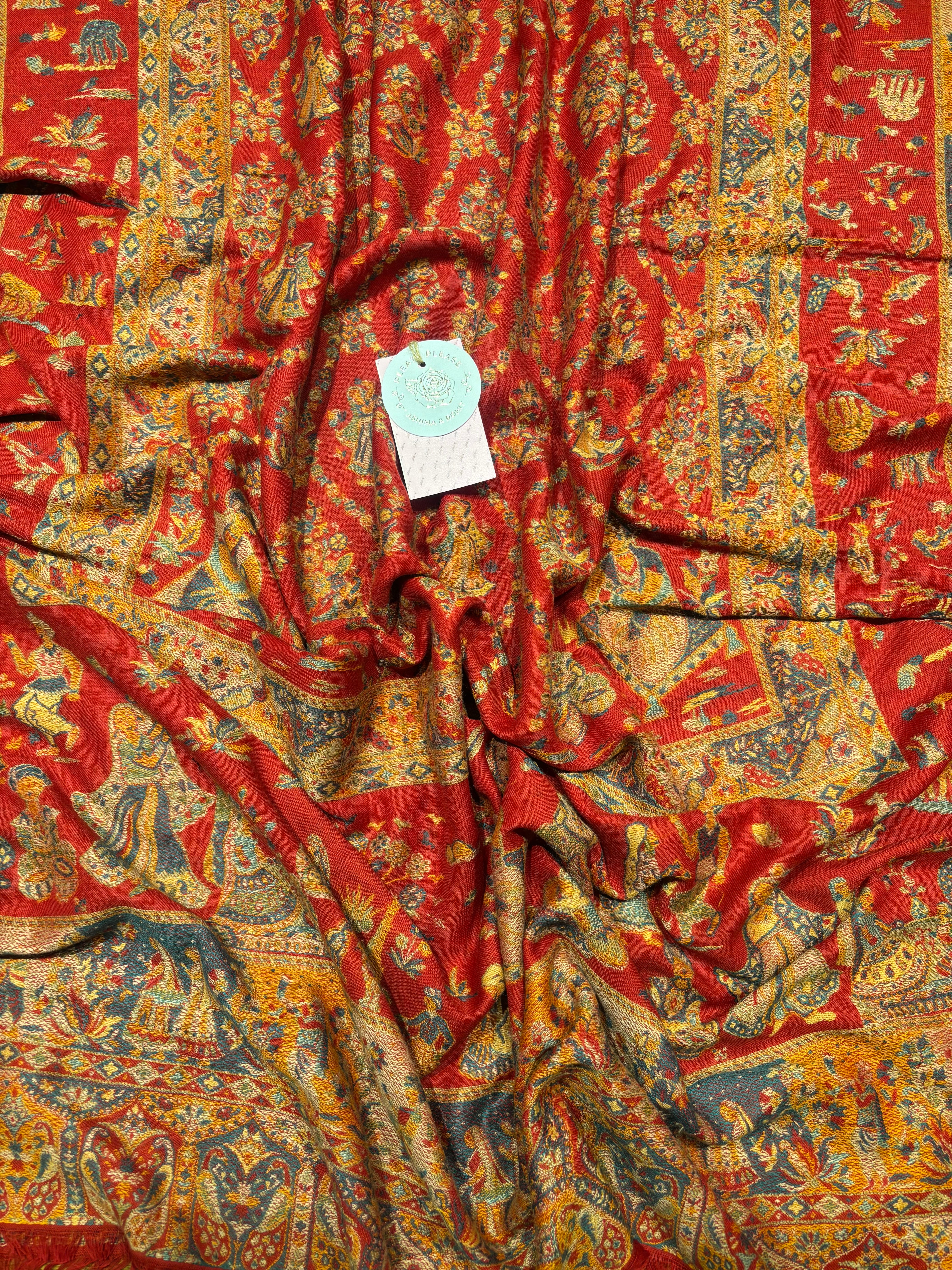 Red Cashmere Woolen Shawl