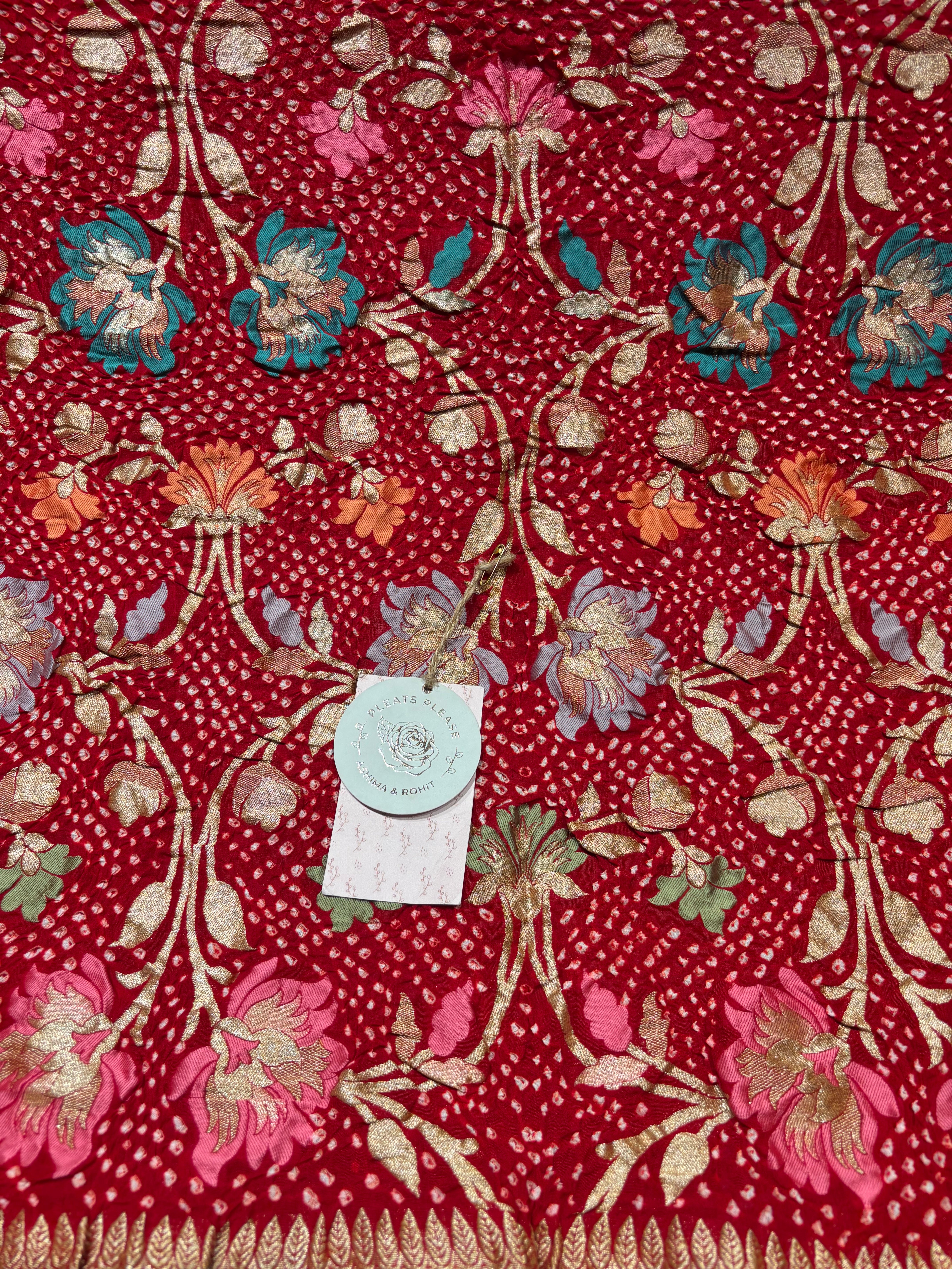 Red Bandhej Khaddi Georgette Dupatta