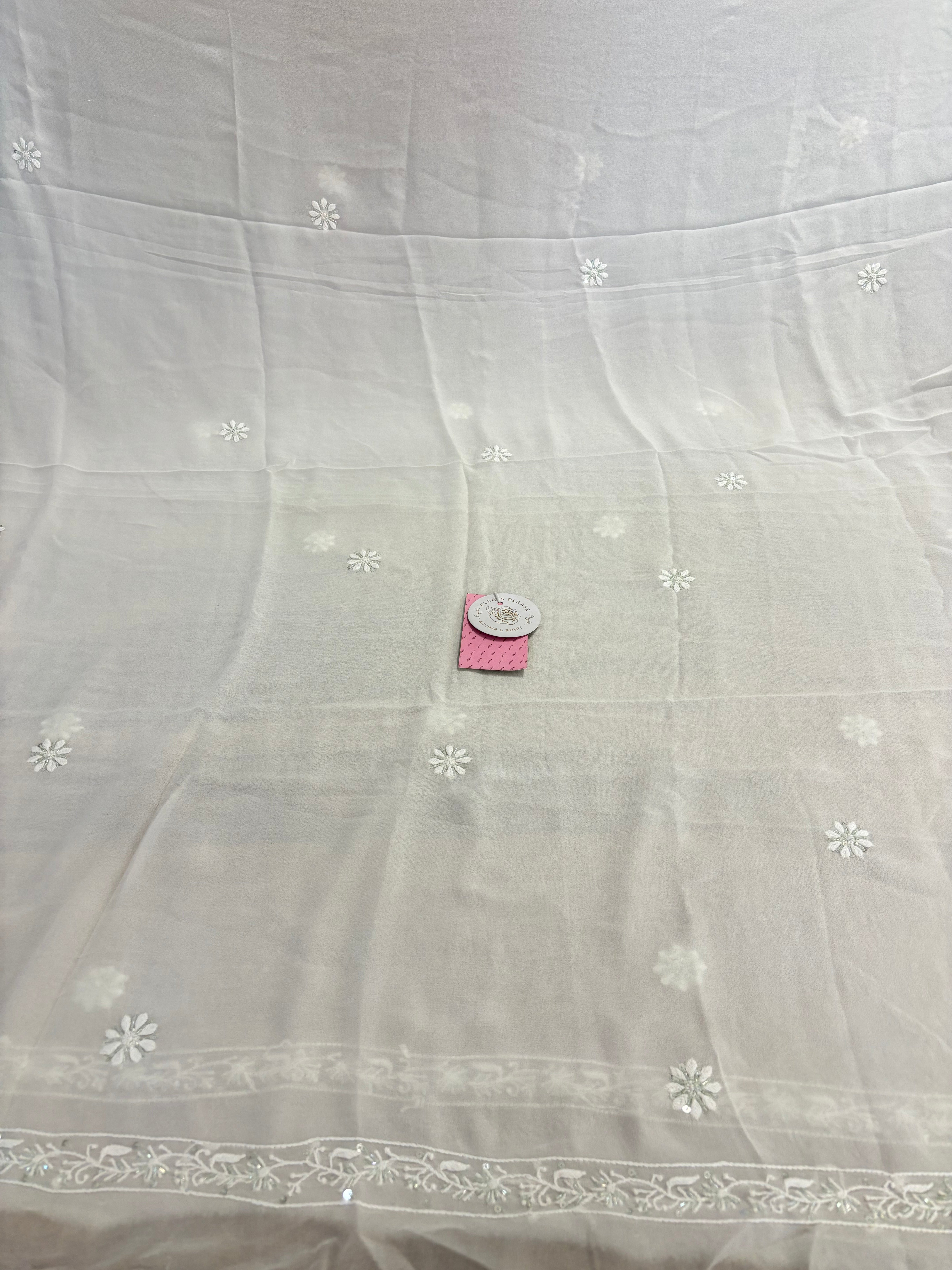 Dyeable Pure & Premium Georgette Chikankari Kurta & Dupatta