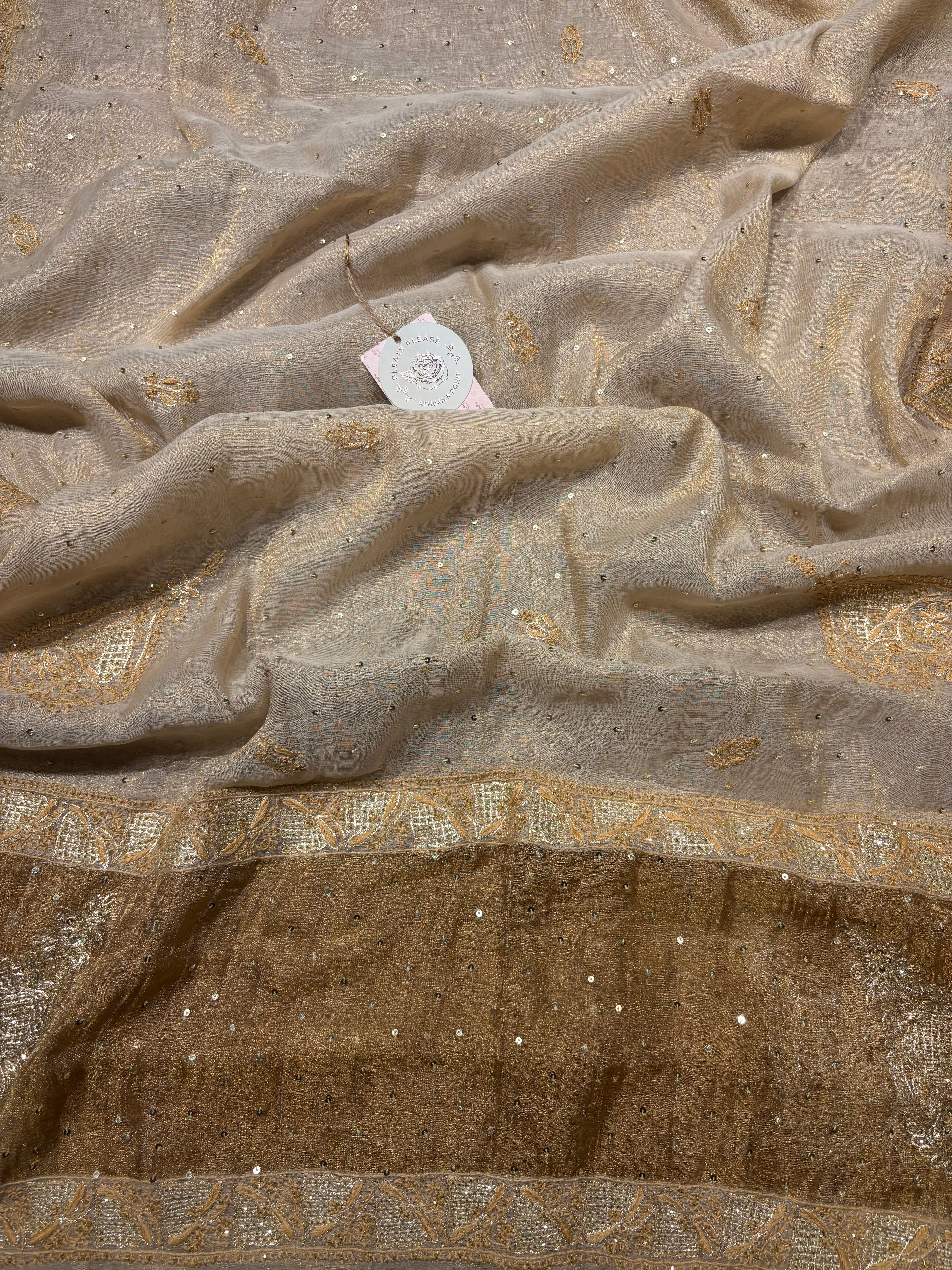 Dyeable Pure and Premium Tissue Chikankari Angrakha A line Anarkali and Dupatta set