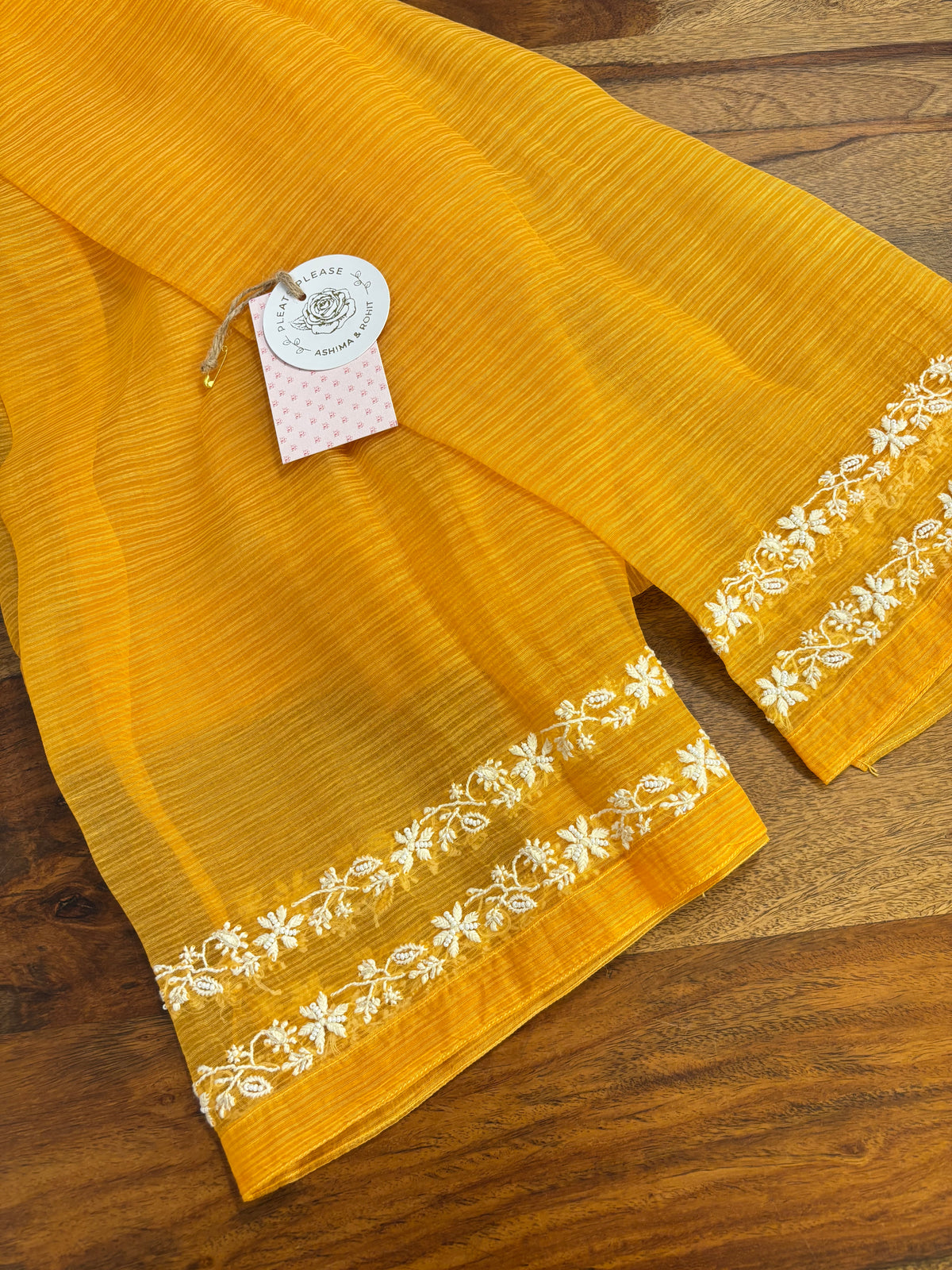 Burnt Orange Organza Chikankari Flared Co-Ord Set