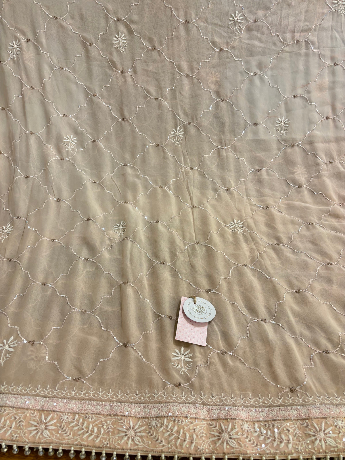 Pastel Peach Pure & Premium Georgette Chikankari Kurta & Dupatta