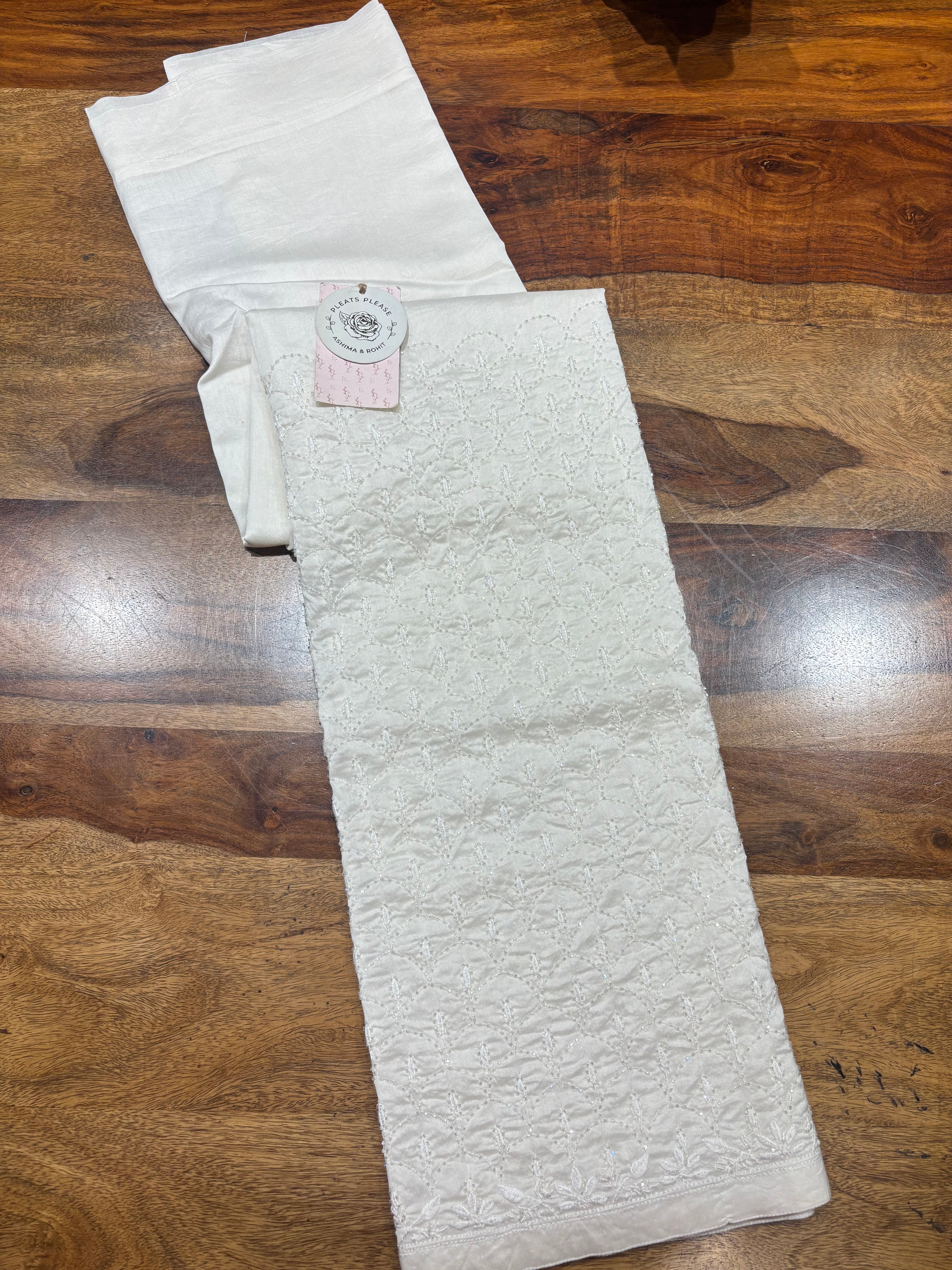 Dyeable Chanderi Silk Chikankari Bottom