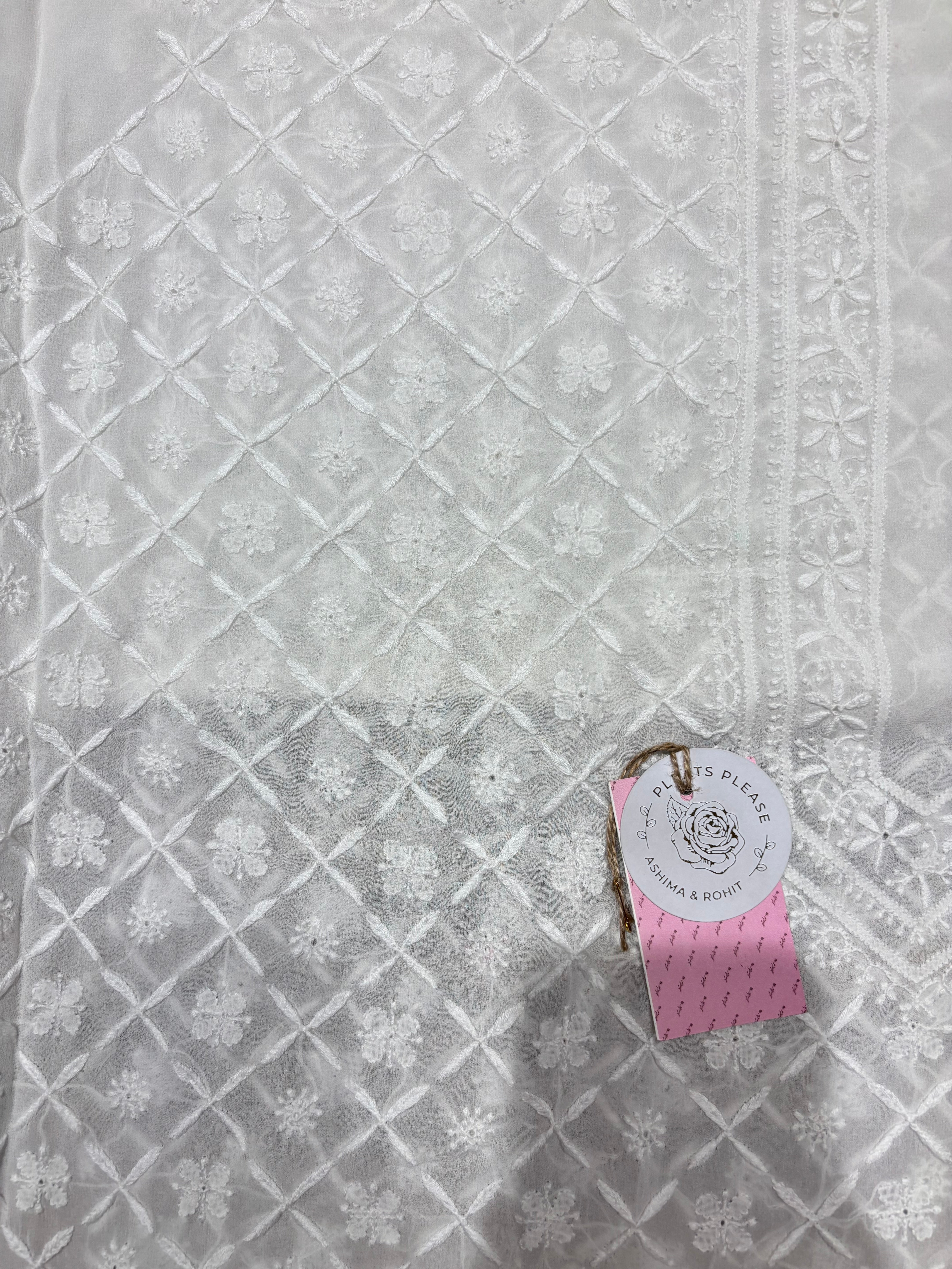 Dyeable Pure and Premium Georgette Chikankari Men’s Kurta Fabric