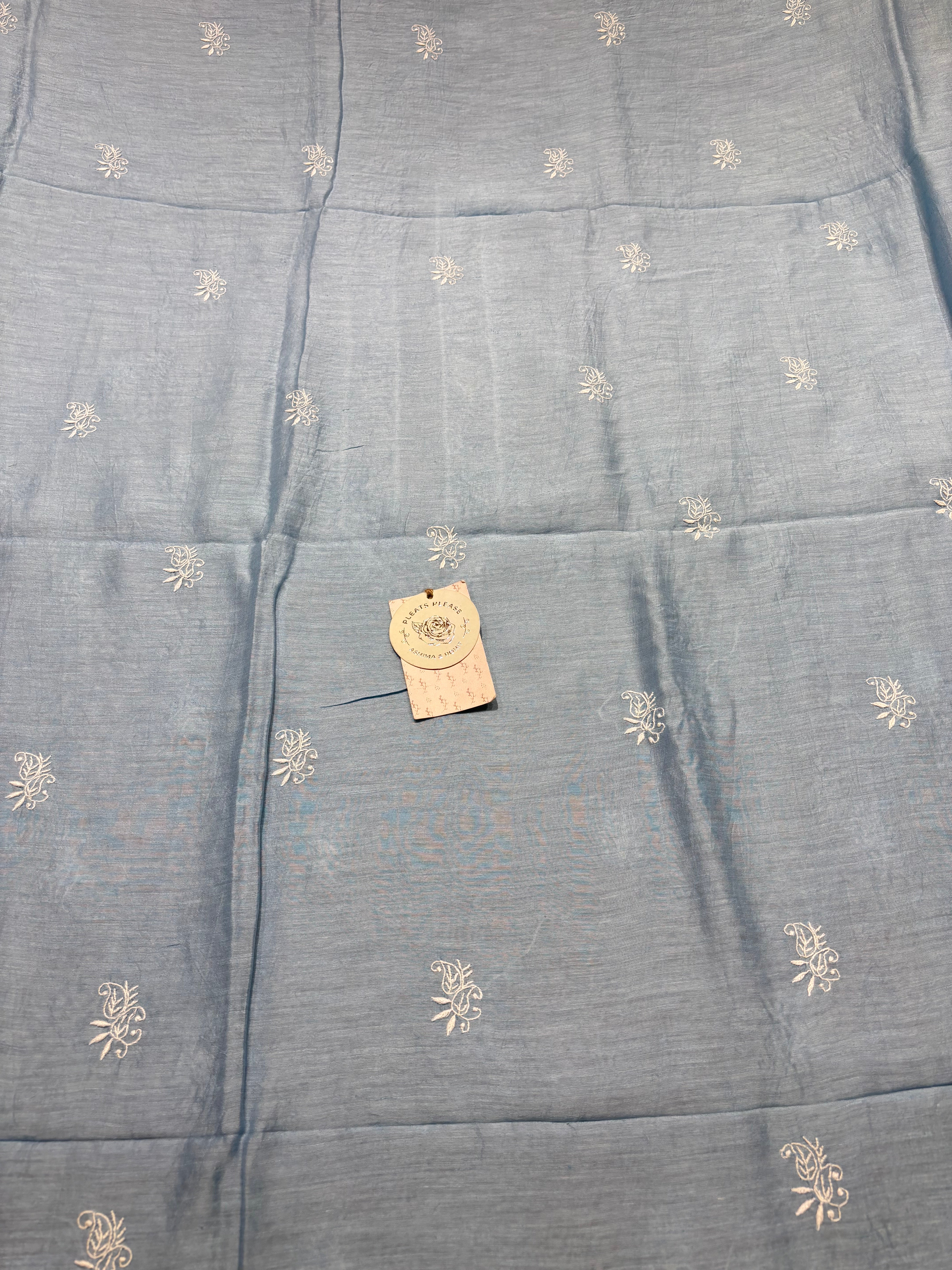 Powder Blue Linen Chikankari Men’s Kurta Fabric