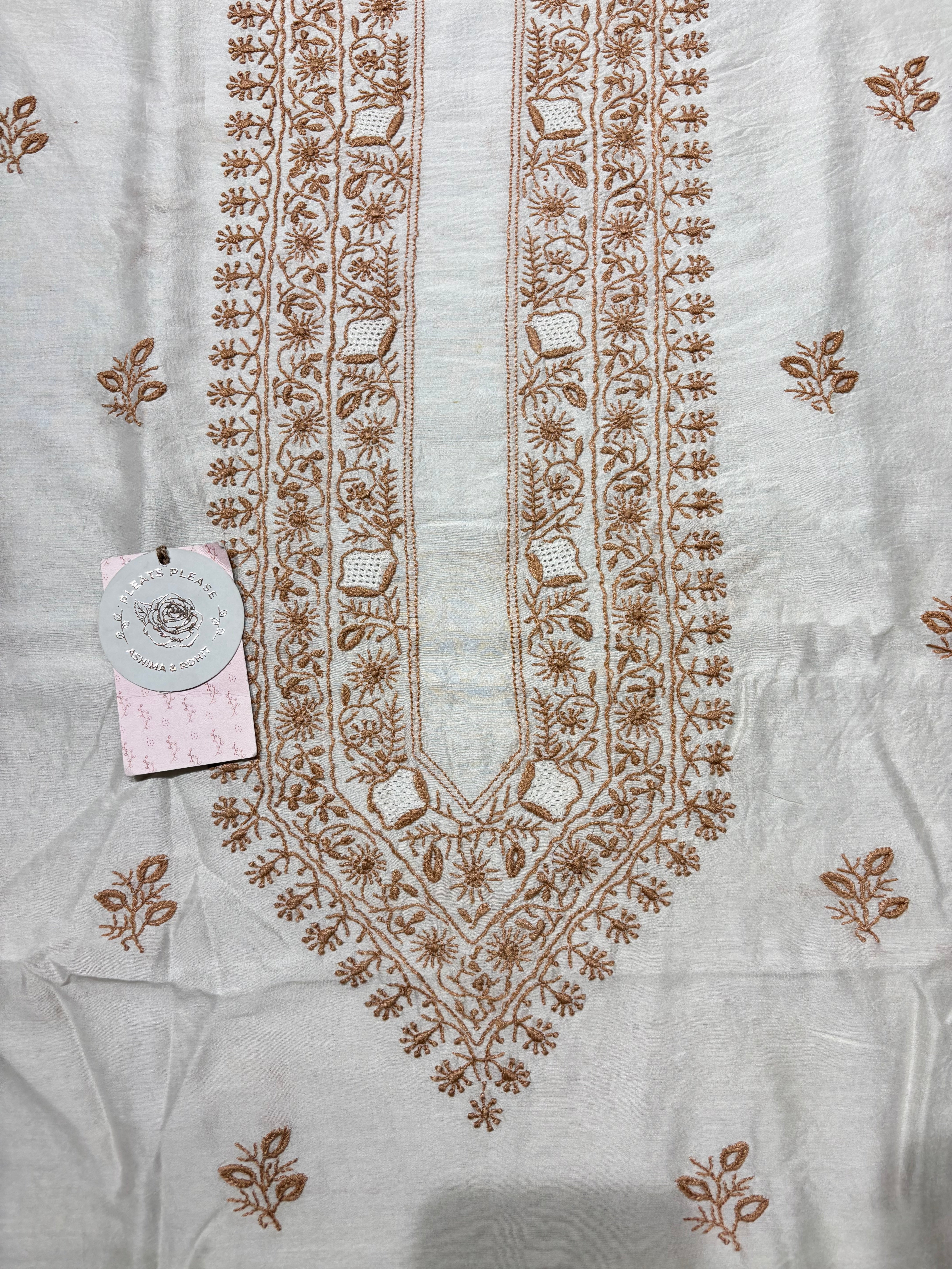 Dyeable Chanderi Silk Chikankari Men’s Kurta