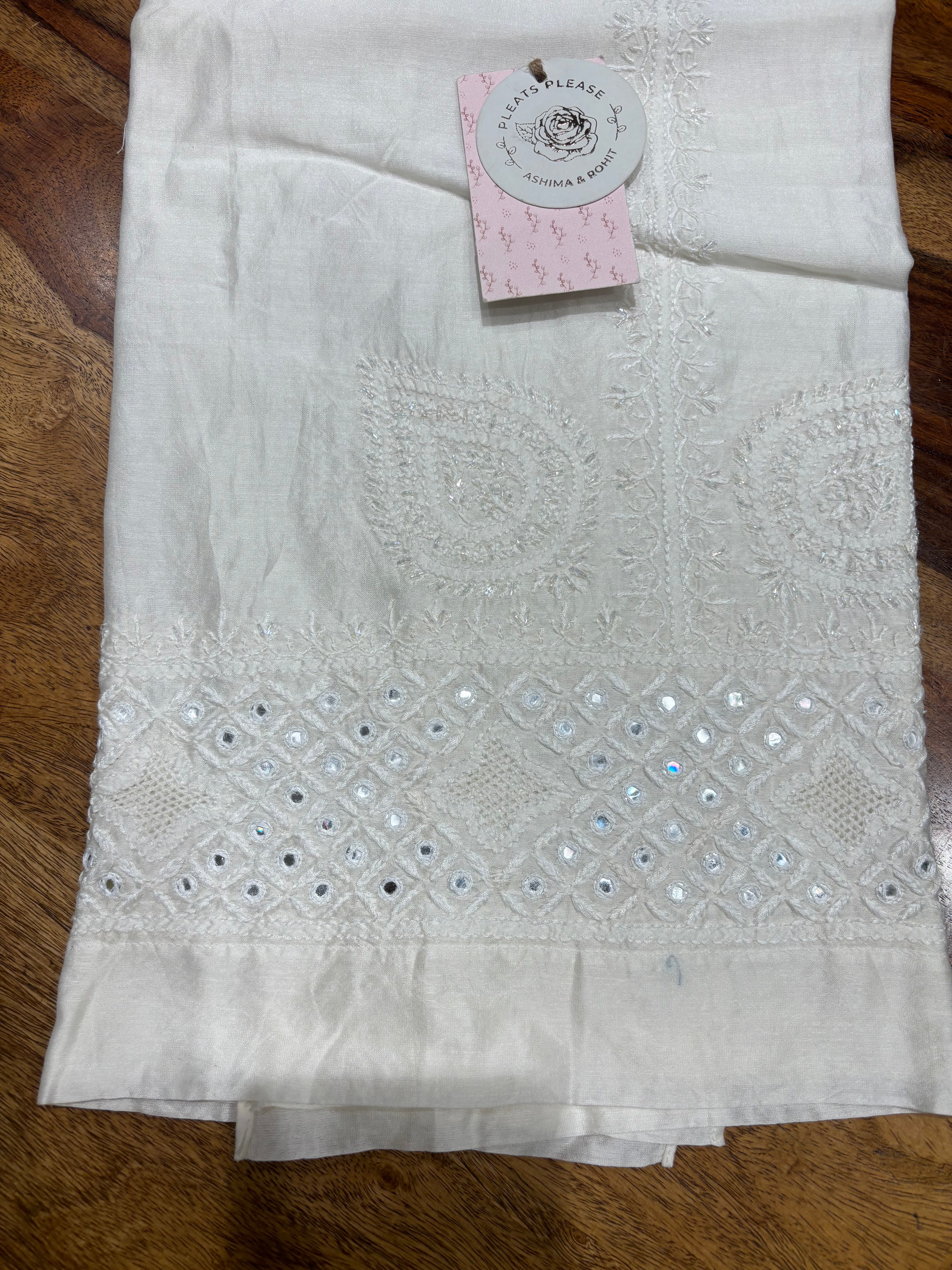 Dyeable Chanderi Silk Chikankari Co-ord Set