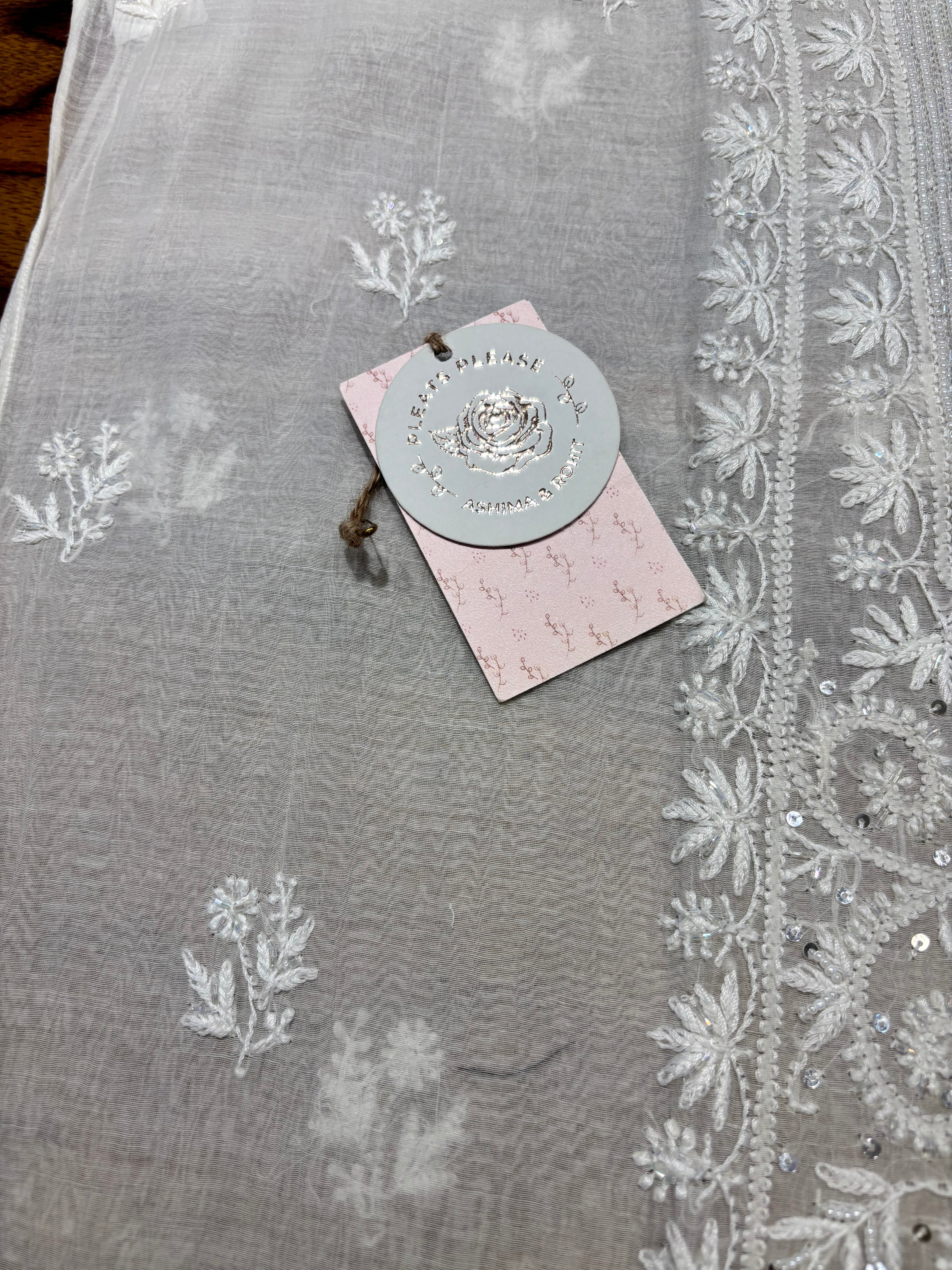 Dyeable Chanderi Mul Chikankari Kurta & Dupatta Set