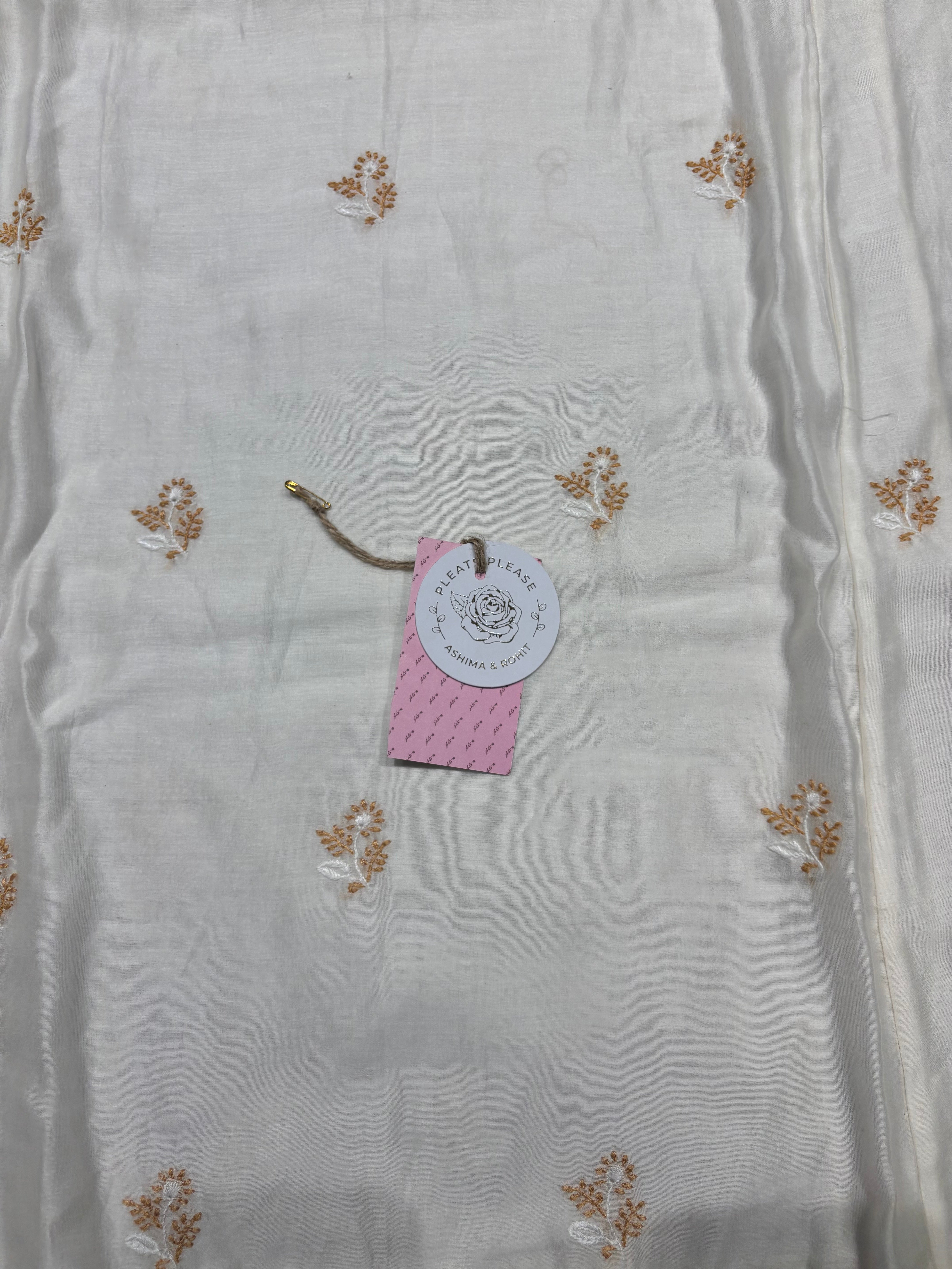 Dyeable Chanderi Silk Chikankari Choga Kurta