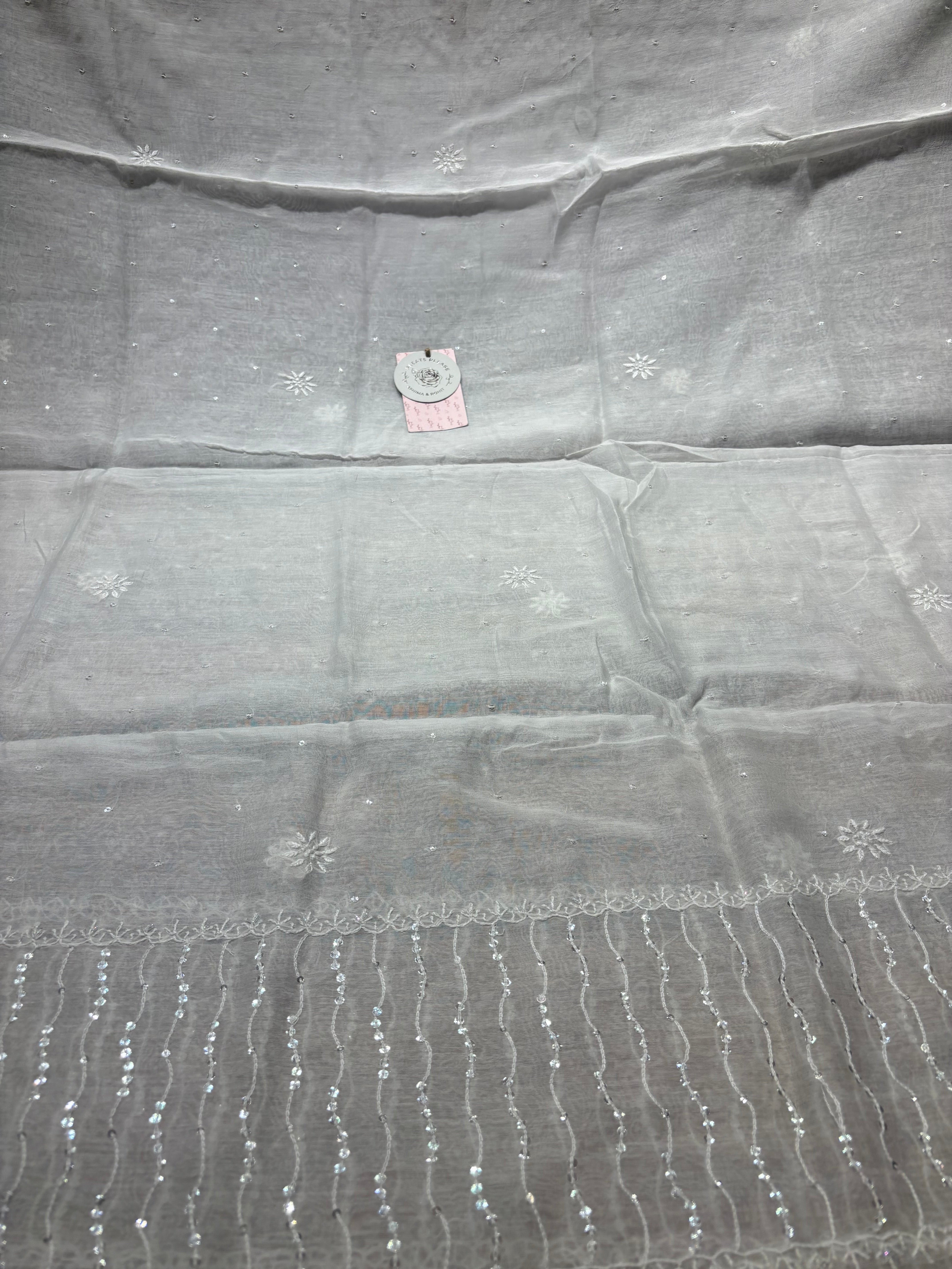 Dyeable Chanderi Mul Chikankari Anarkali and Dupatta set