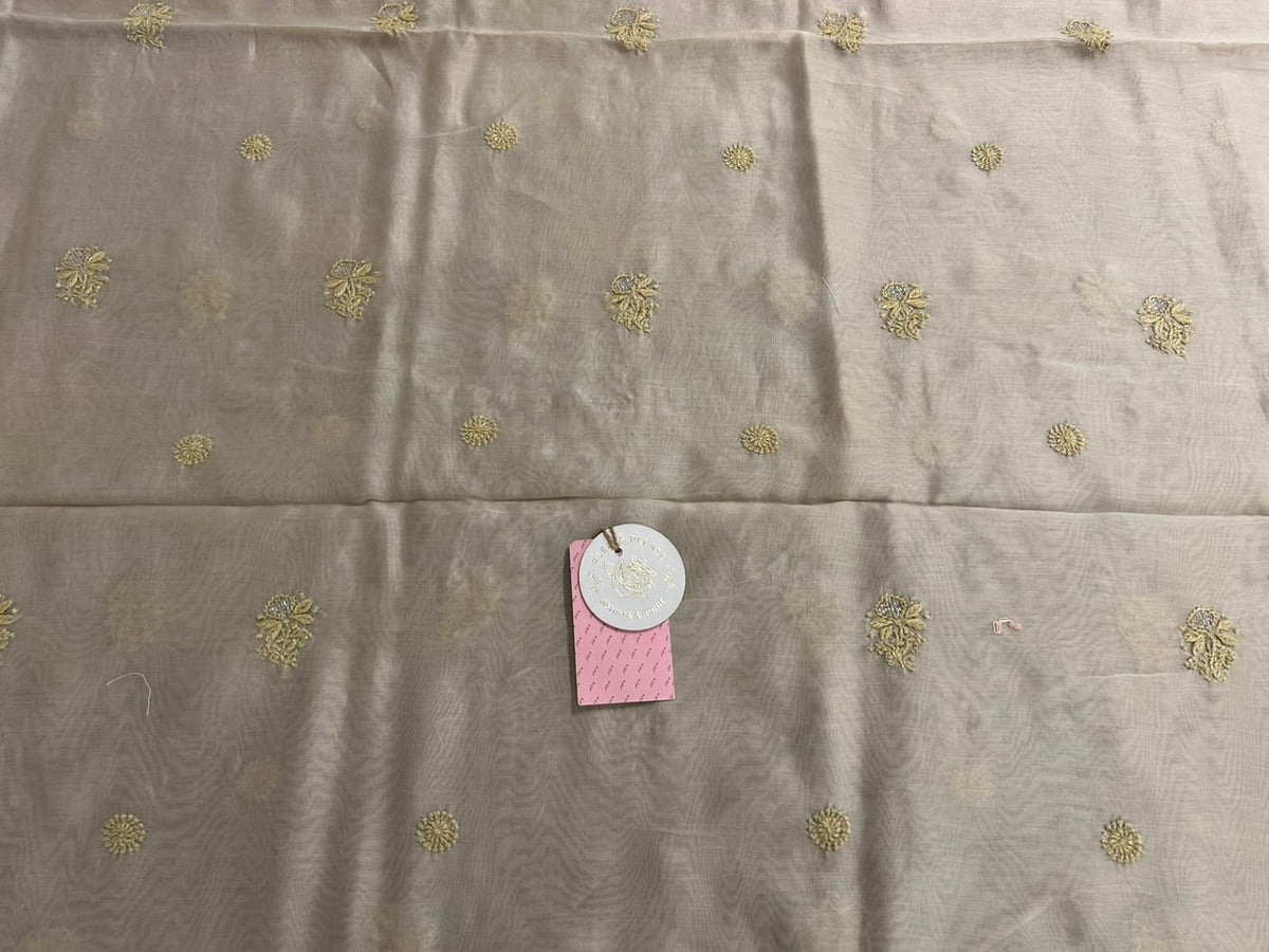 Champagne Chanderi Silk Chikankari Men’s Kurta