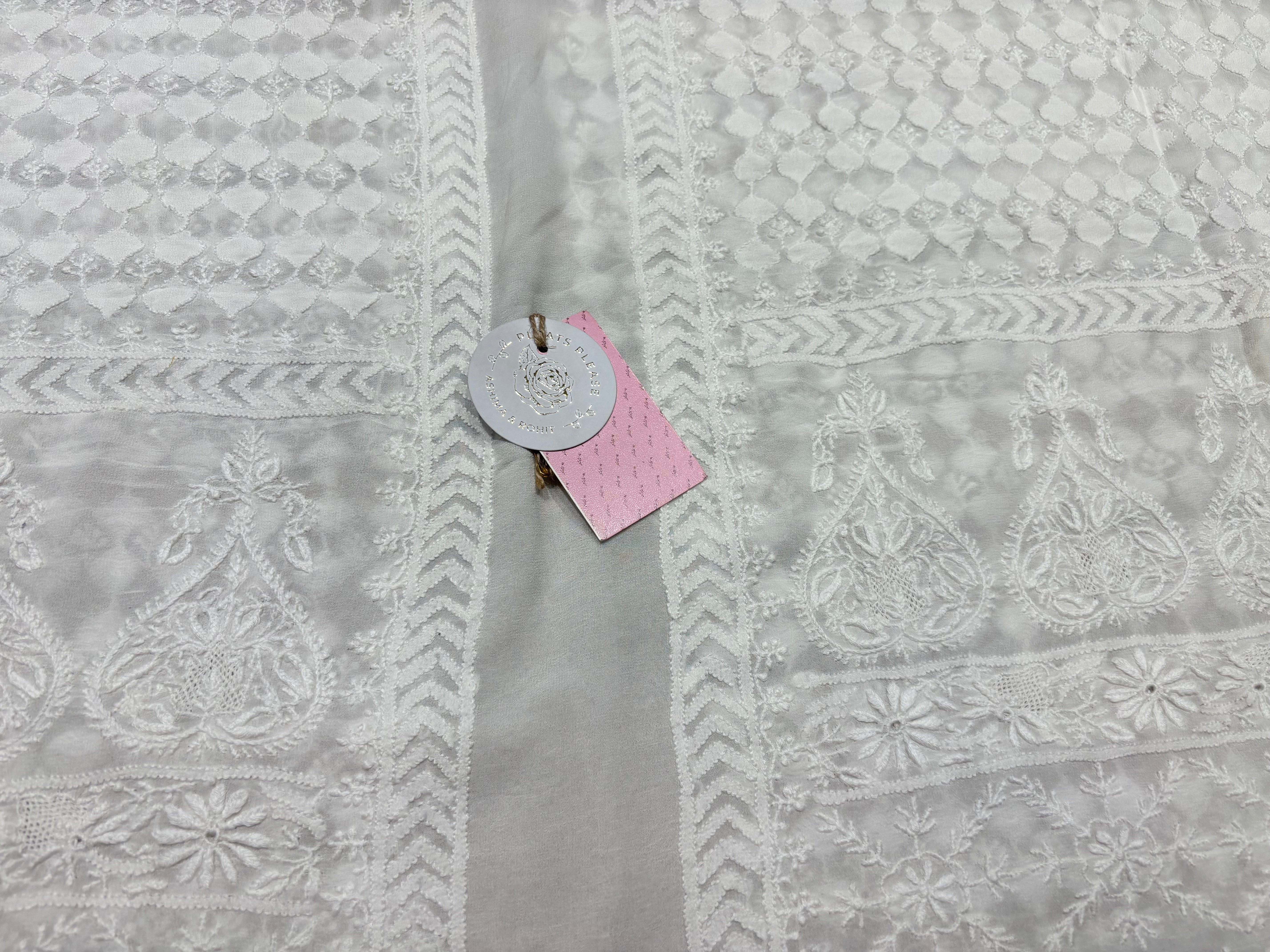 Dyeable Pure & Premium Georgette Chikankari Men’s Sherwani Fabric