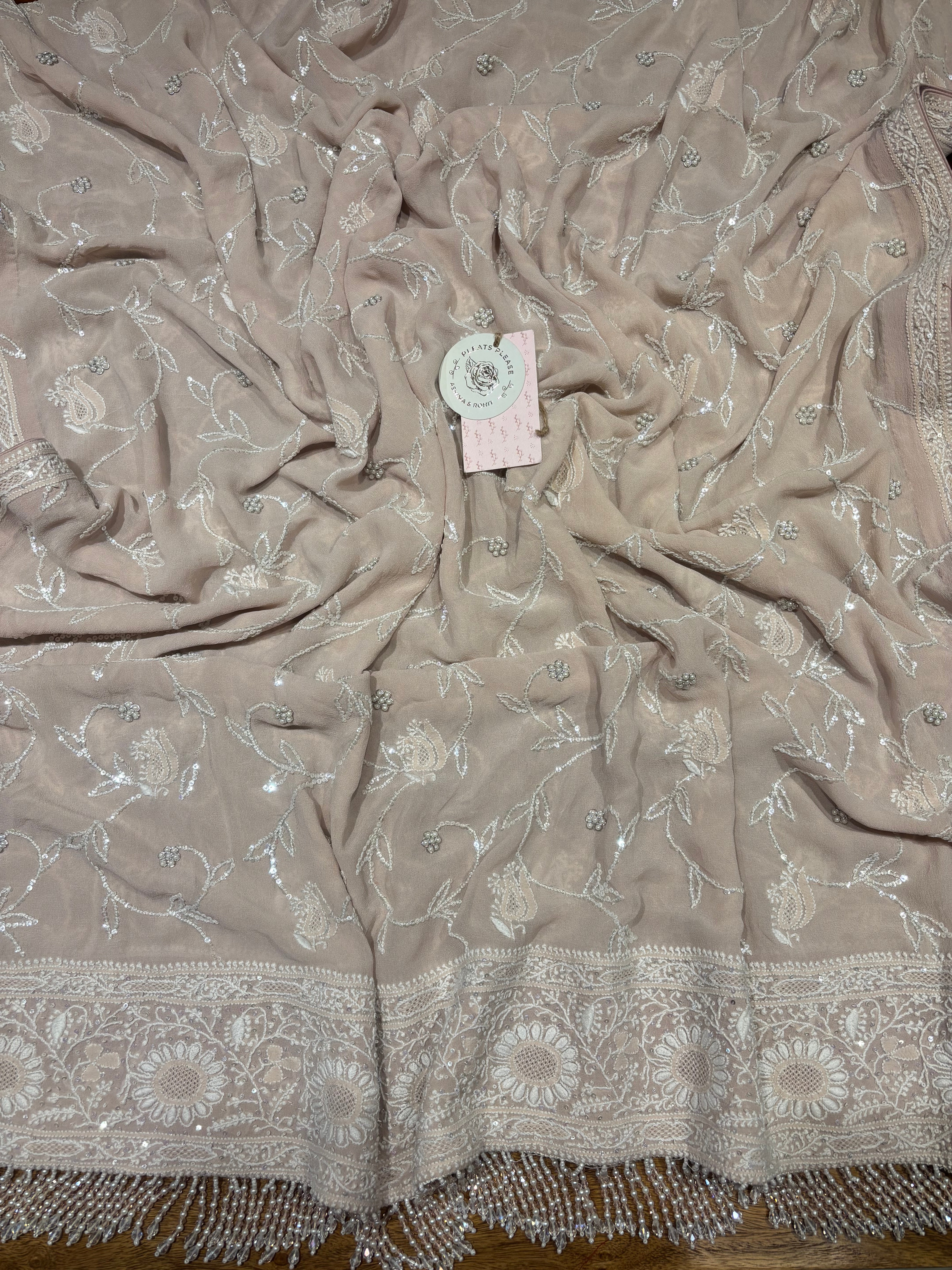Apricot Pink Pure & Premium Georgette Anarkali & Dupatta Set