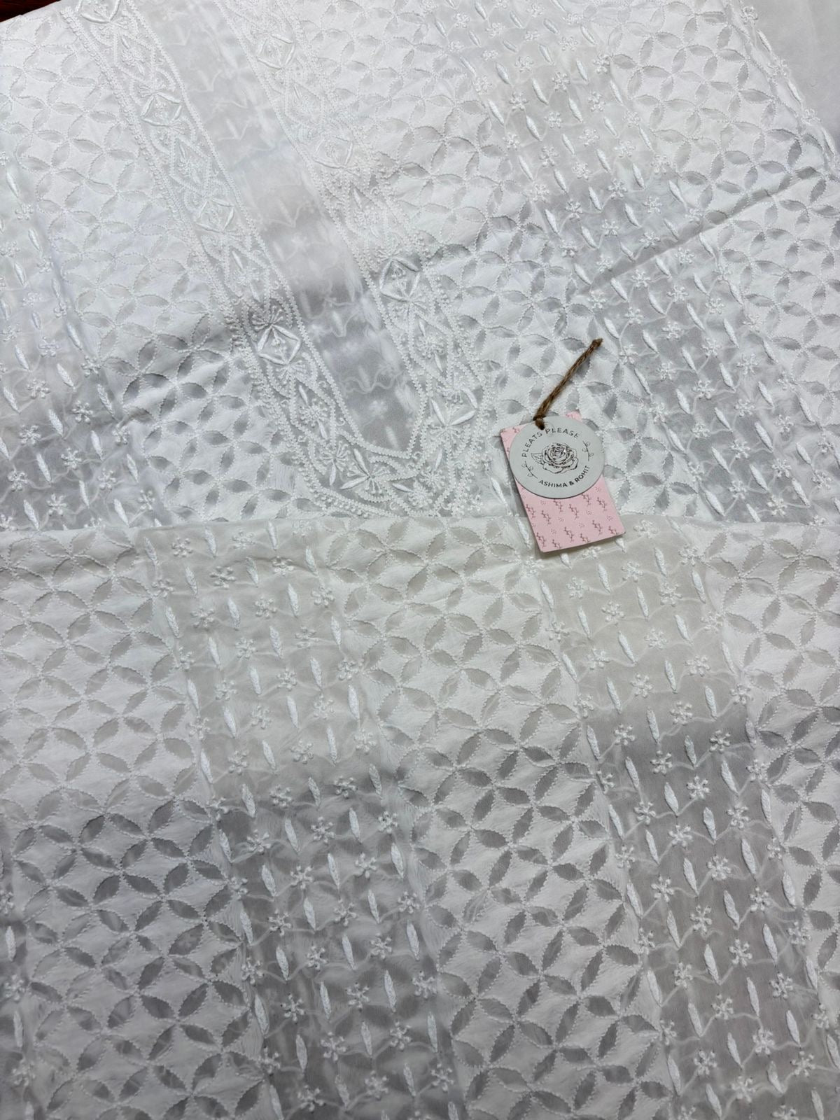 Dyeable Pure & Premium Georgette Chikankari Men’s Sherwani Fabric