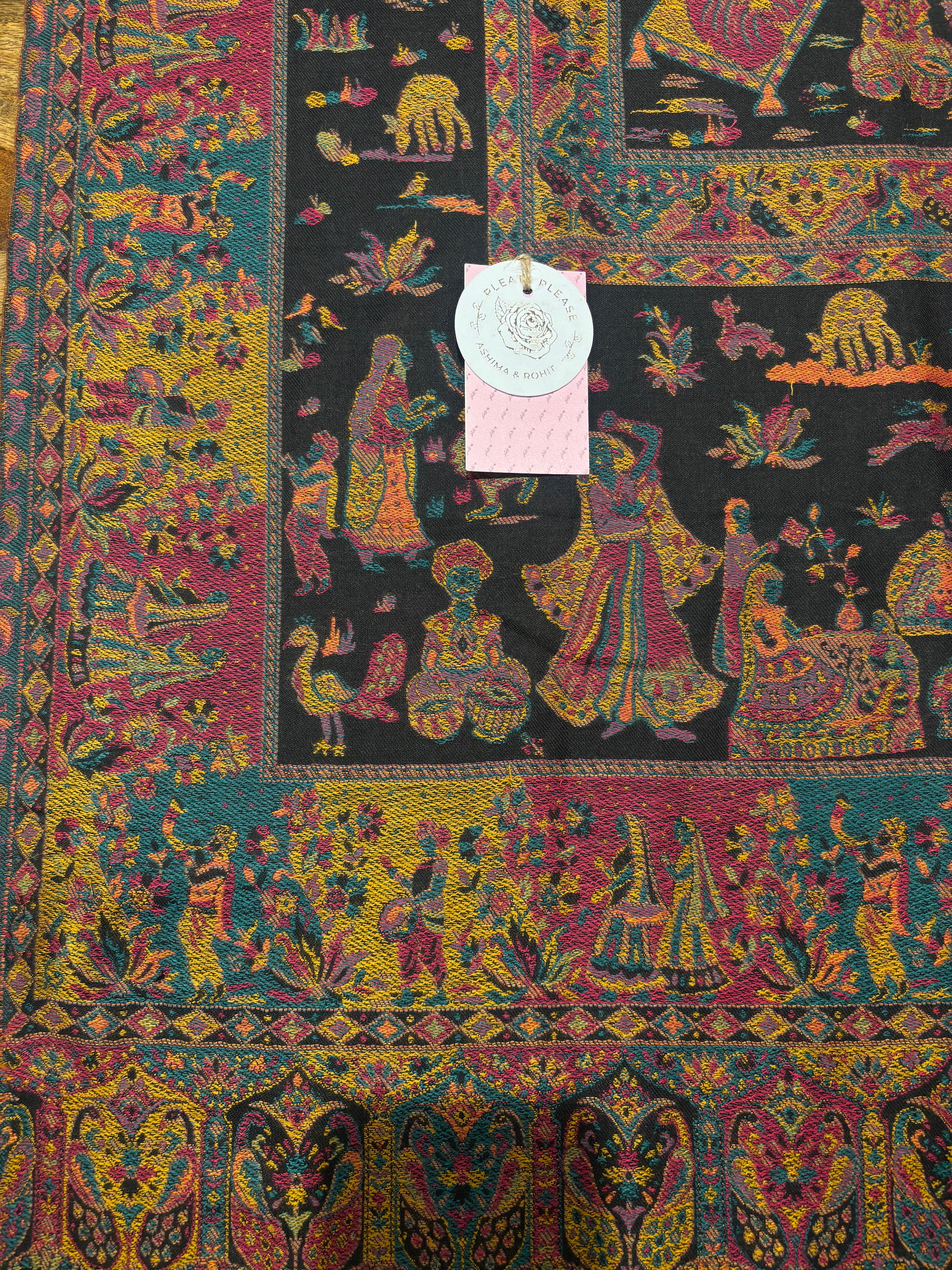 Black Cashmere Woolen Shawl