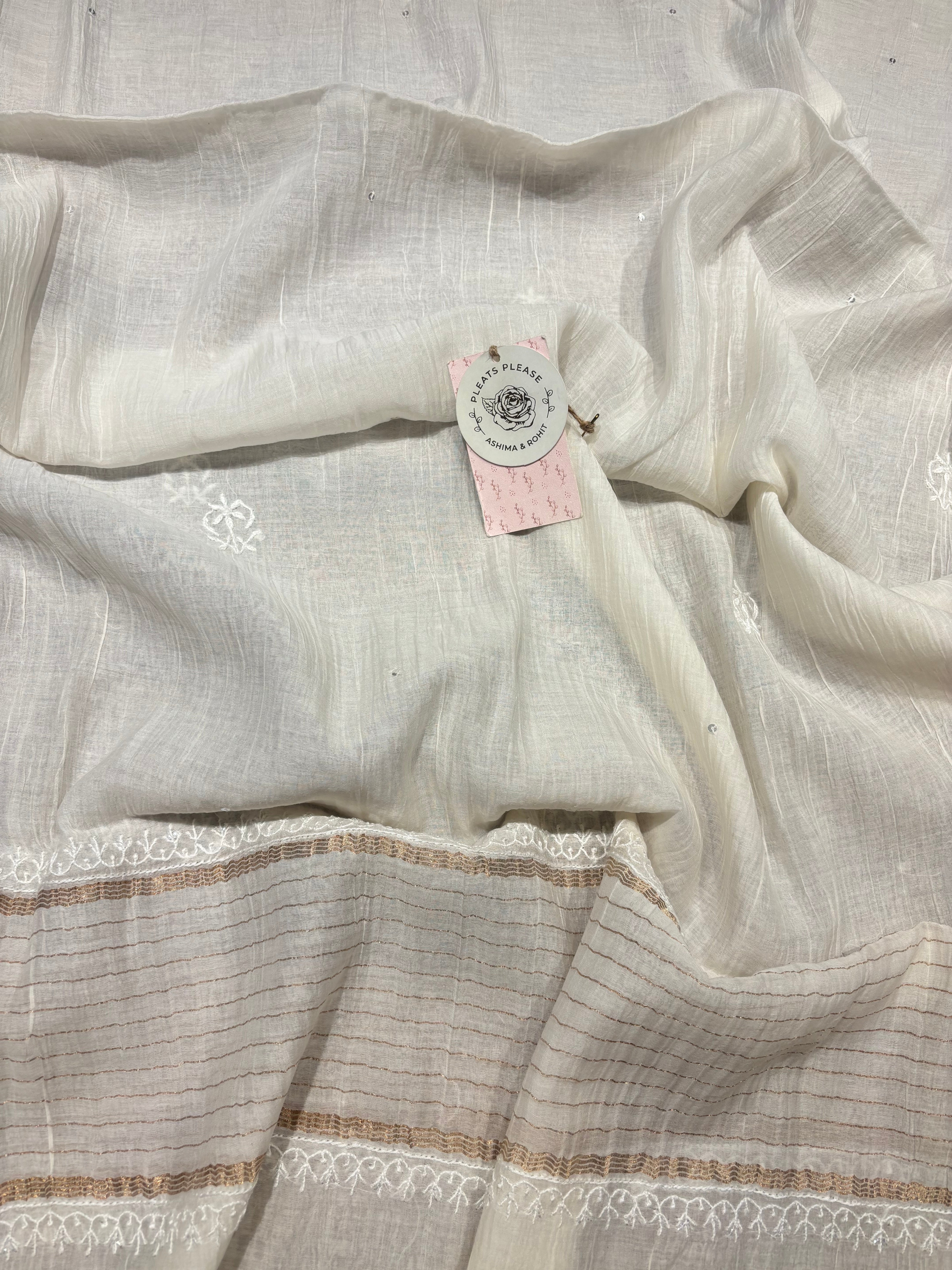 Dyeable Chanderi Mul Chikankari Kurta & Dupatta Set